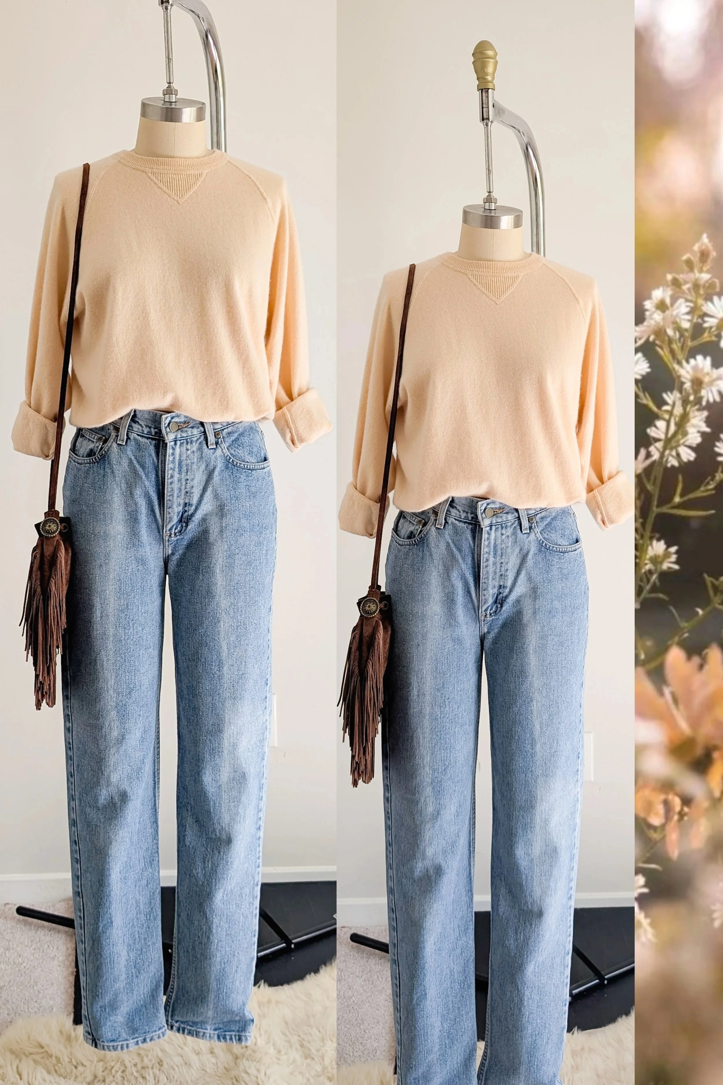 90s Cream I. Magnin Cashmere Long Sleeve Pull Over Sweater