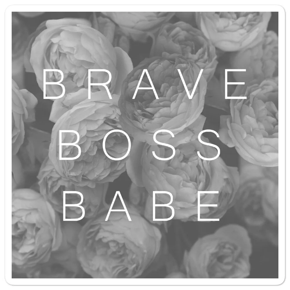 Brave Boss Babe Gray Floral Sticker
