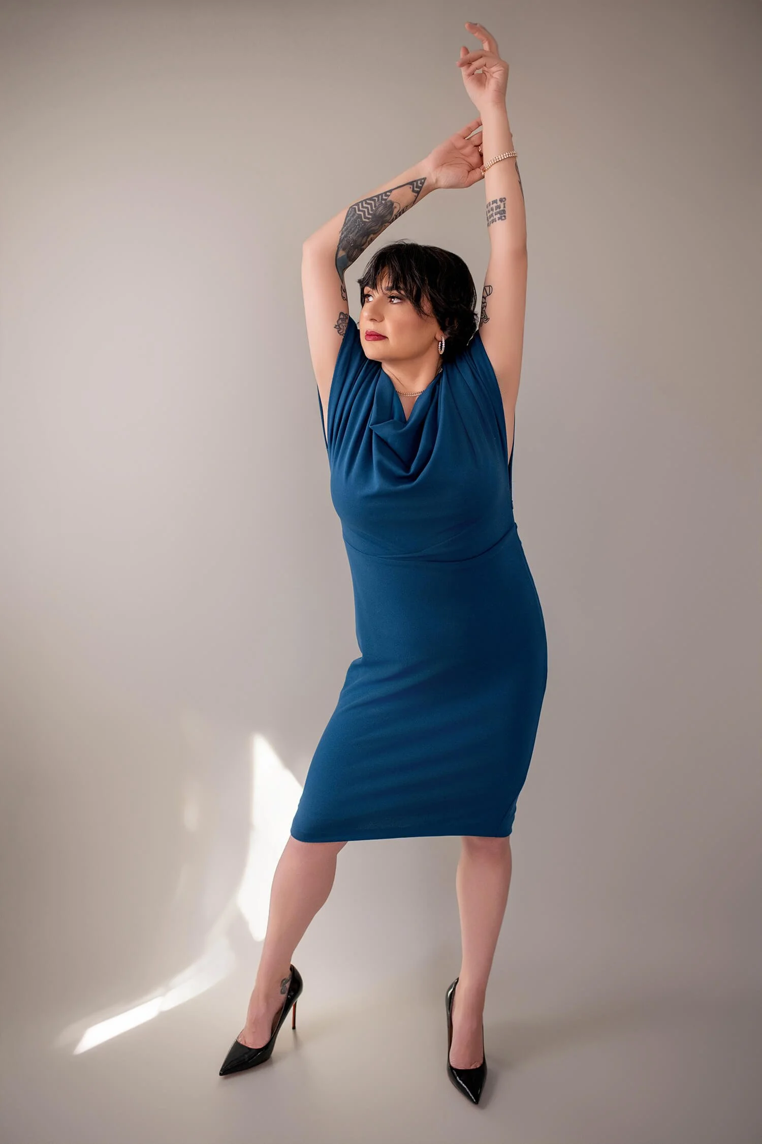 Size 10 - Teal Blue Cocktail Dress with Cowl Neckline