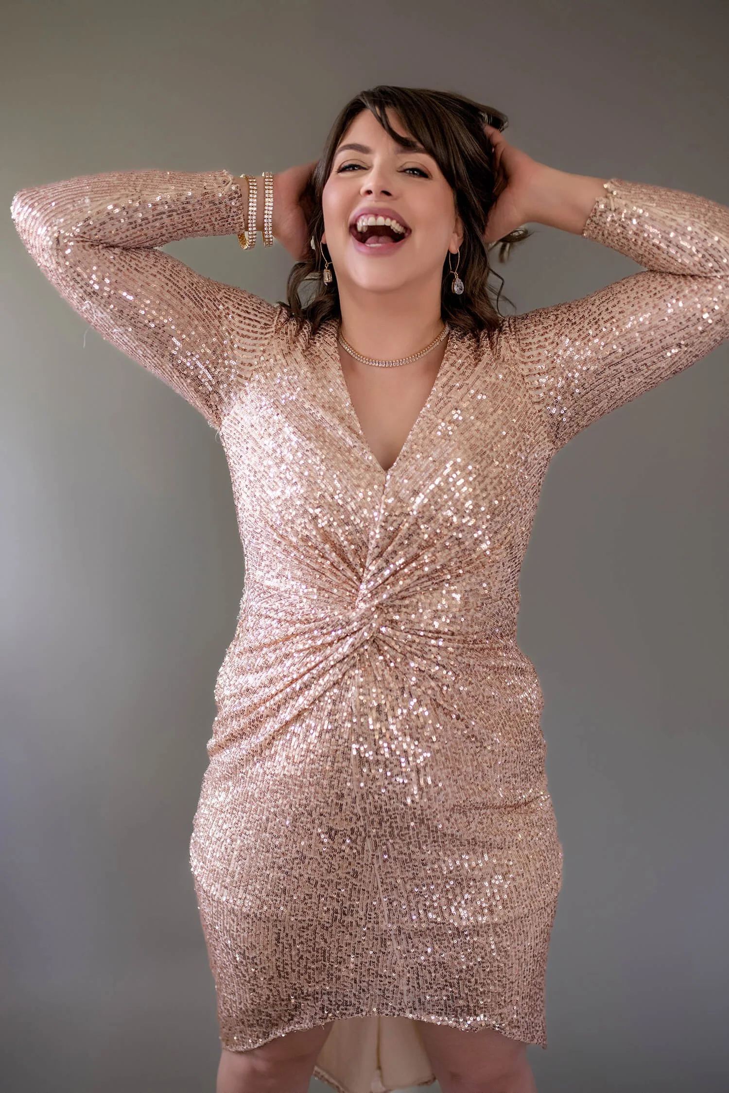 Size 8 - Rose Gold Sparkle Cocktail Dress
