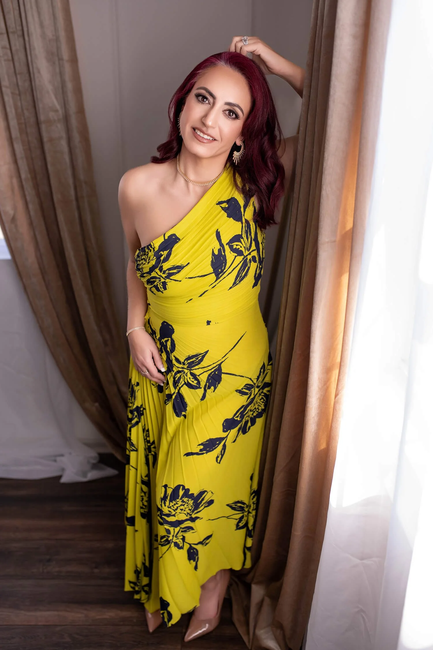 Size 8 - Highlighter Yellow Asymmetrical Evening Gown