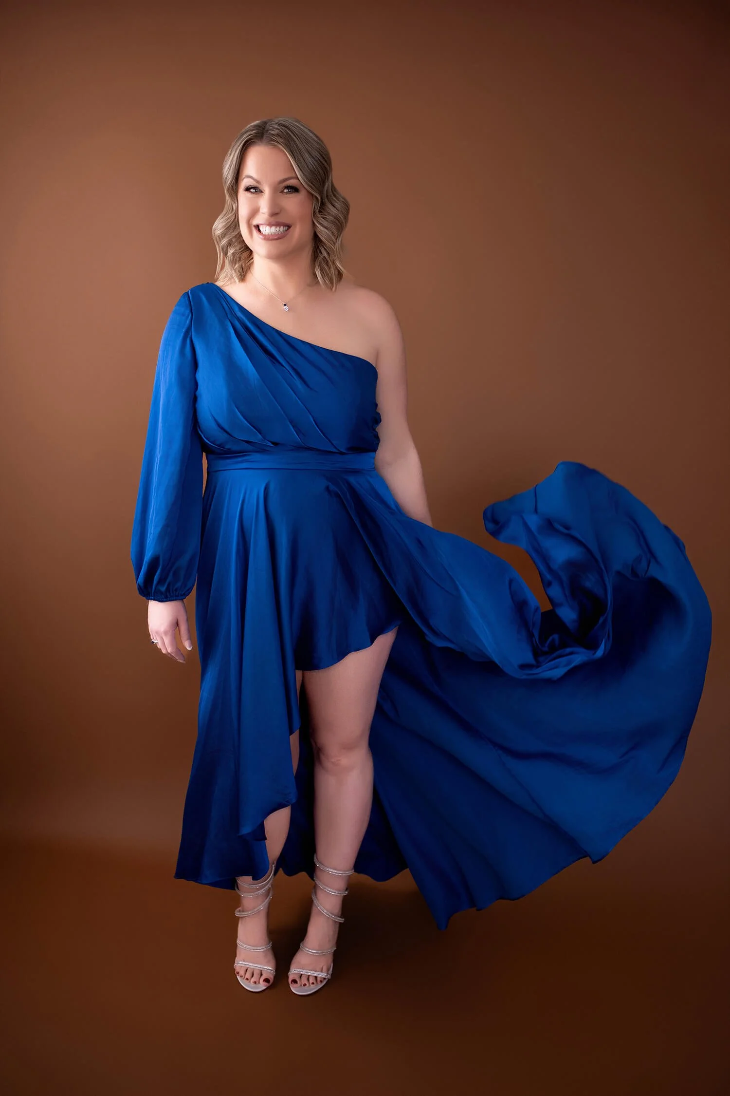 Size 12 - Asymmetrical Sapphire Blue Gown