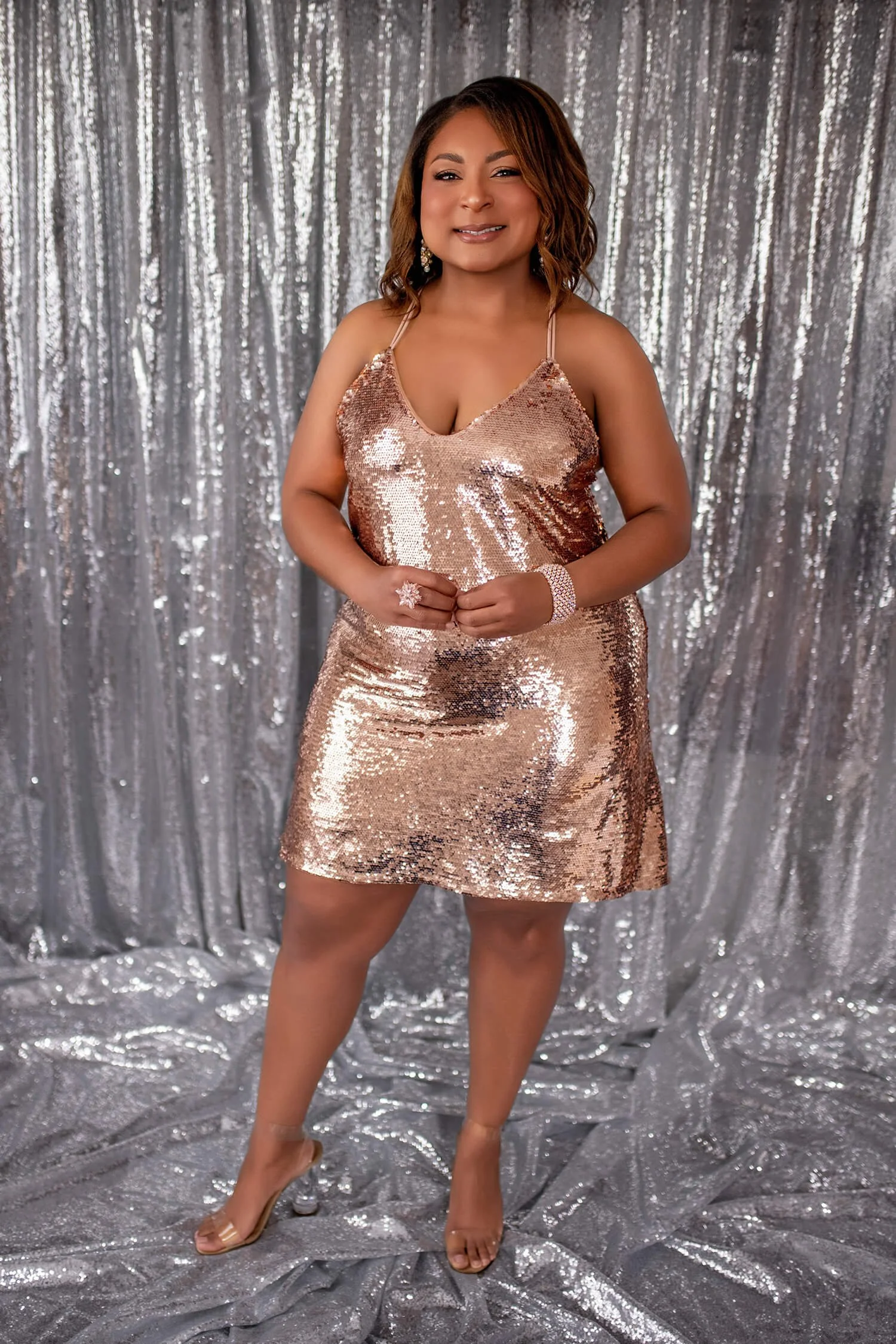Size XL - Rose Gold Sequin Mini Dress