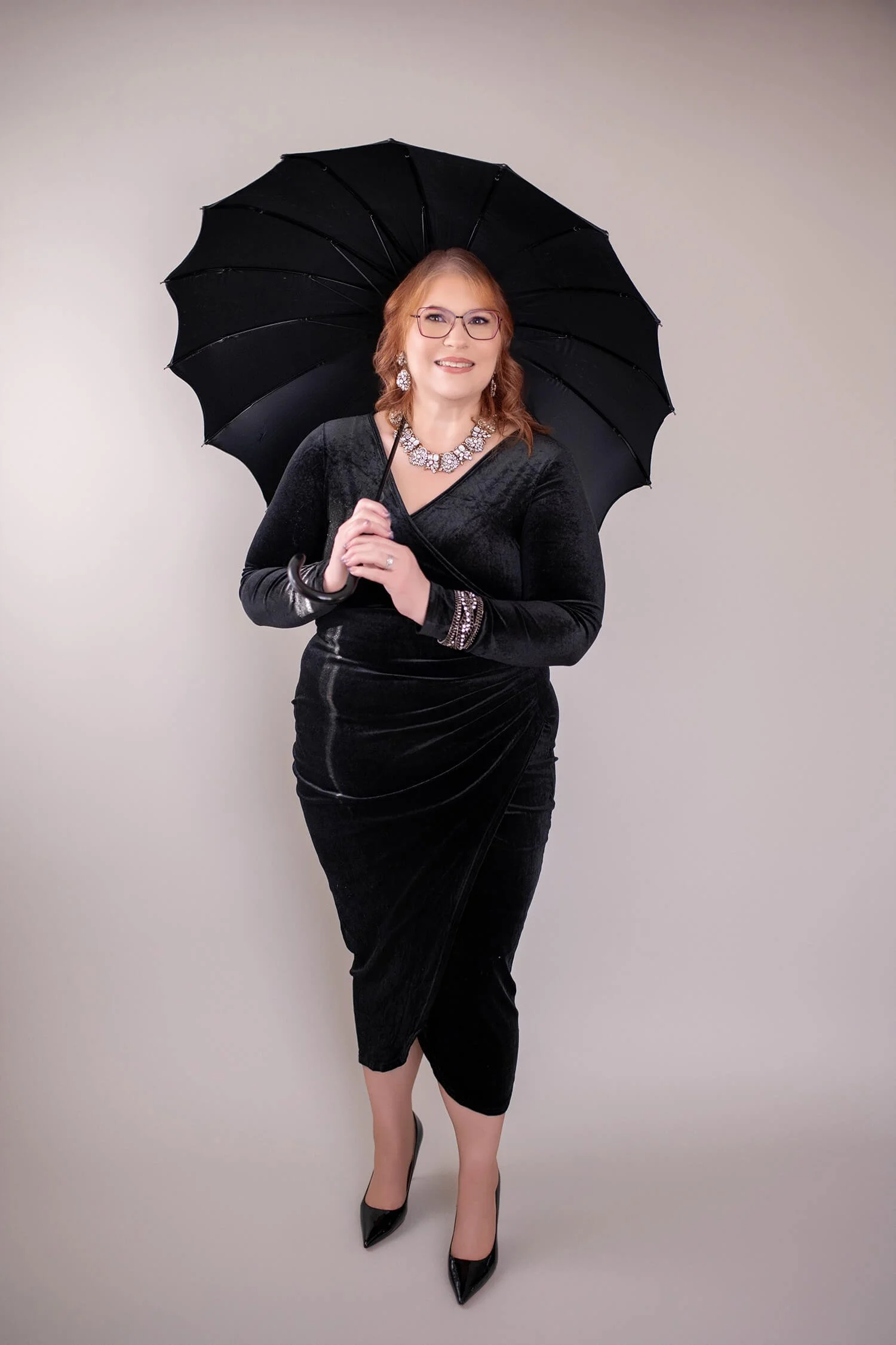 Size XL - Black Velvet Plunge Cocktail Dress