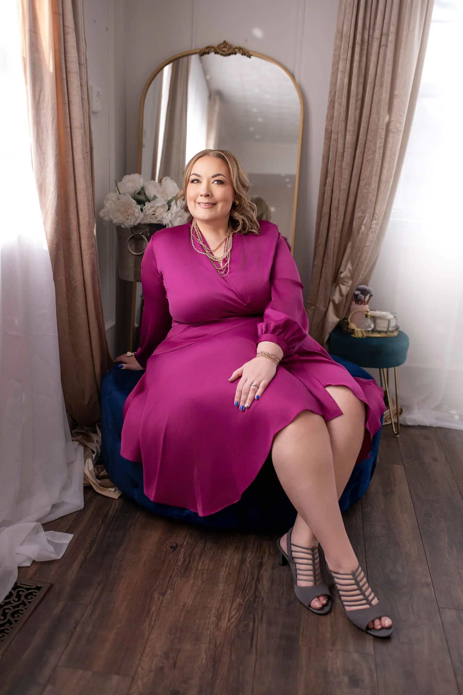 Size 24 - Magenta Long Sleeved Cocktail Dress