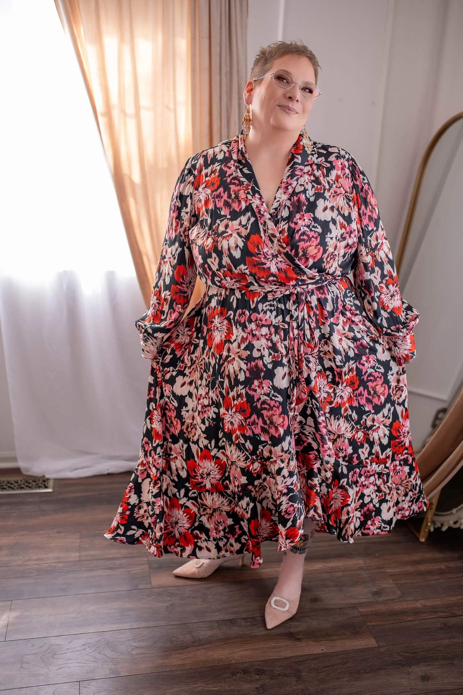Size 24 - Black Gown with Colorful Floral Print