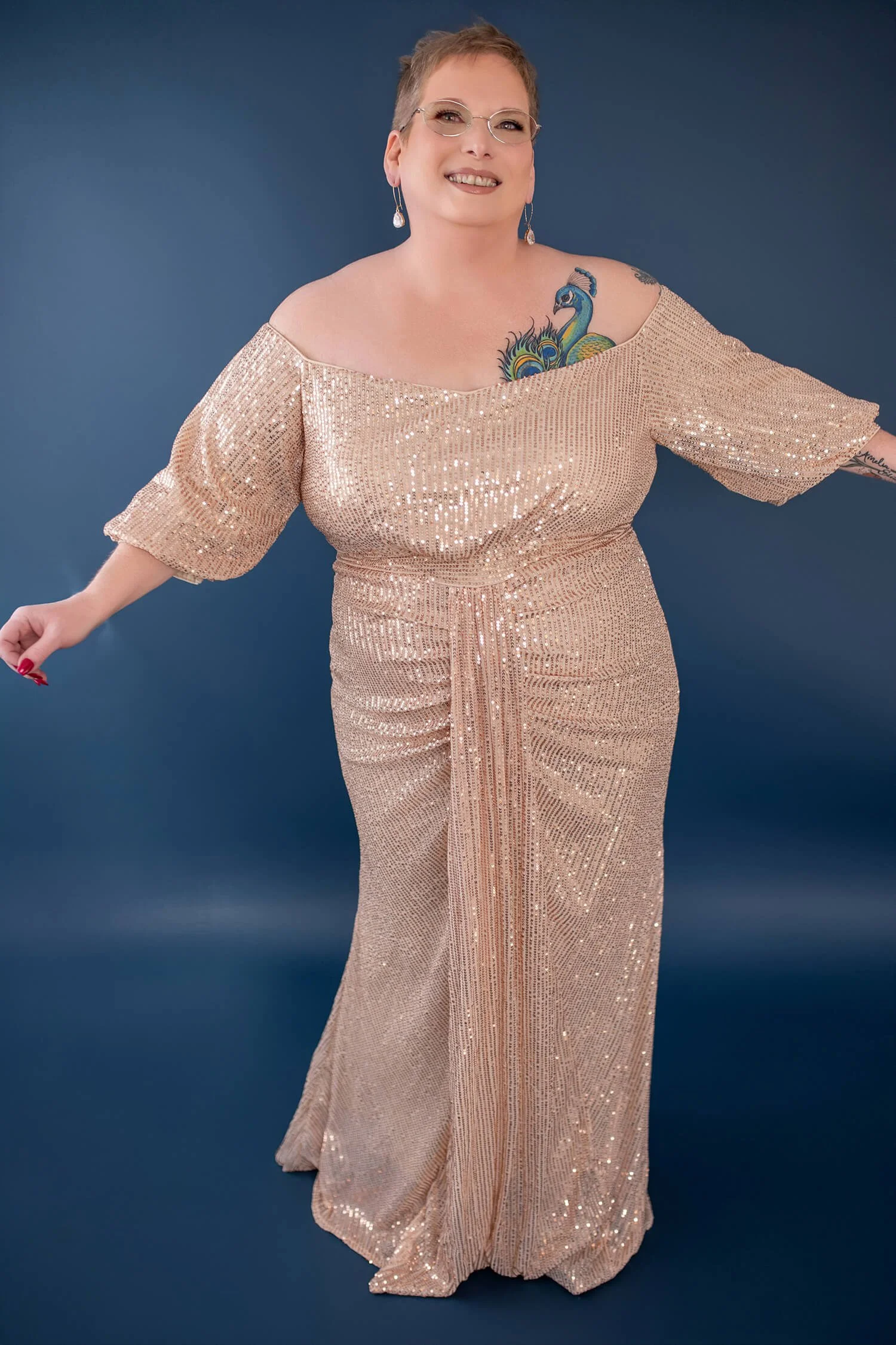 XXXL - Soft Gold Ball Gown with Front Gathering