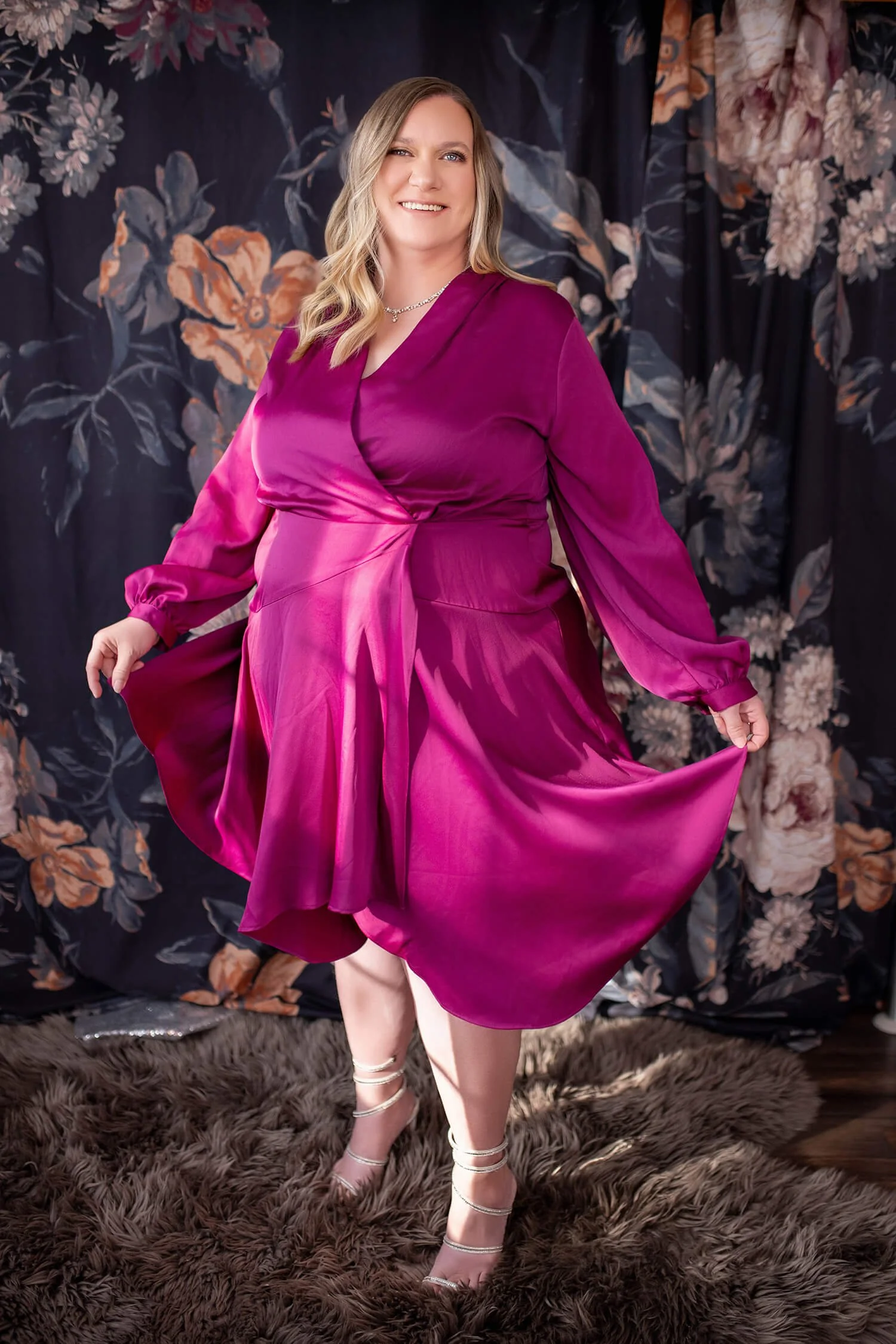 Size 24 - Magenta Long Sleeved Cocktail Dress