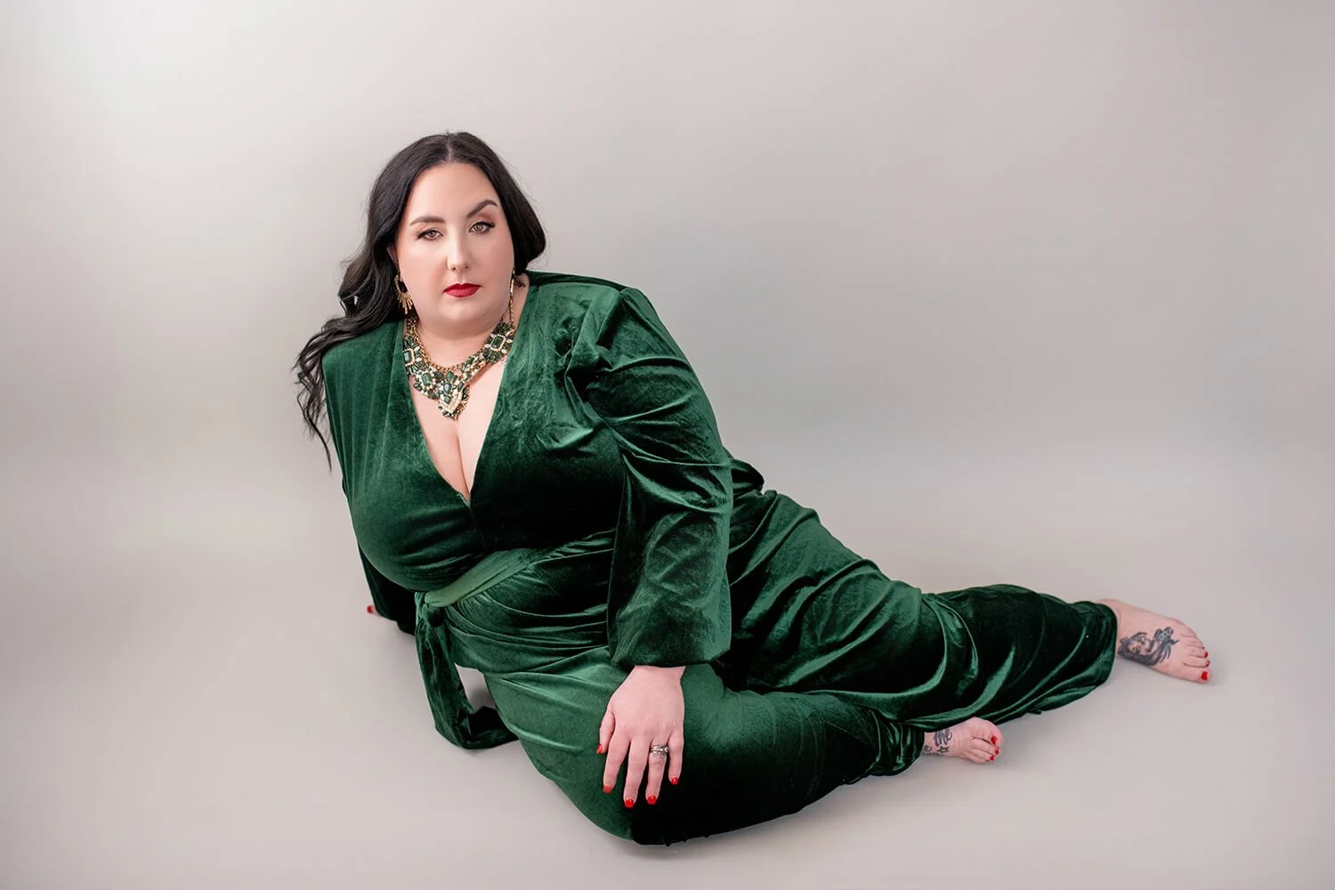 Size 30 - Emerald Velvet Romper