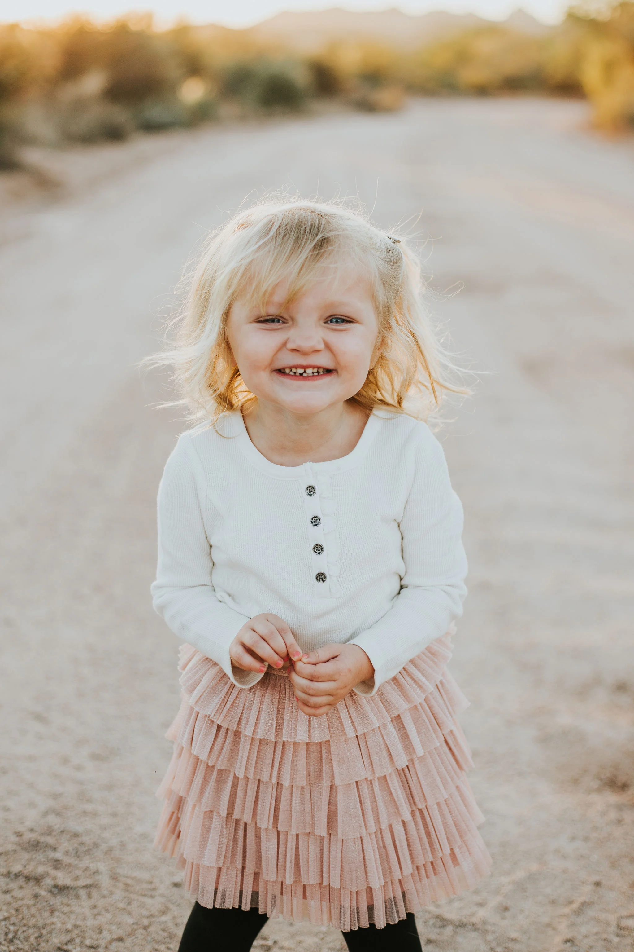 Little girl portrait | Natural light desert lifestyle family photography session | Lost Dutchman Mesa Arizona