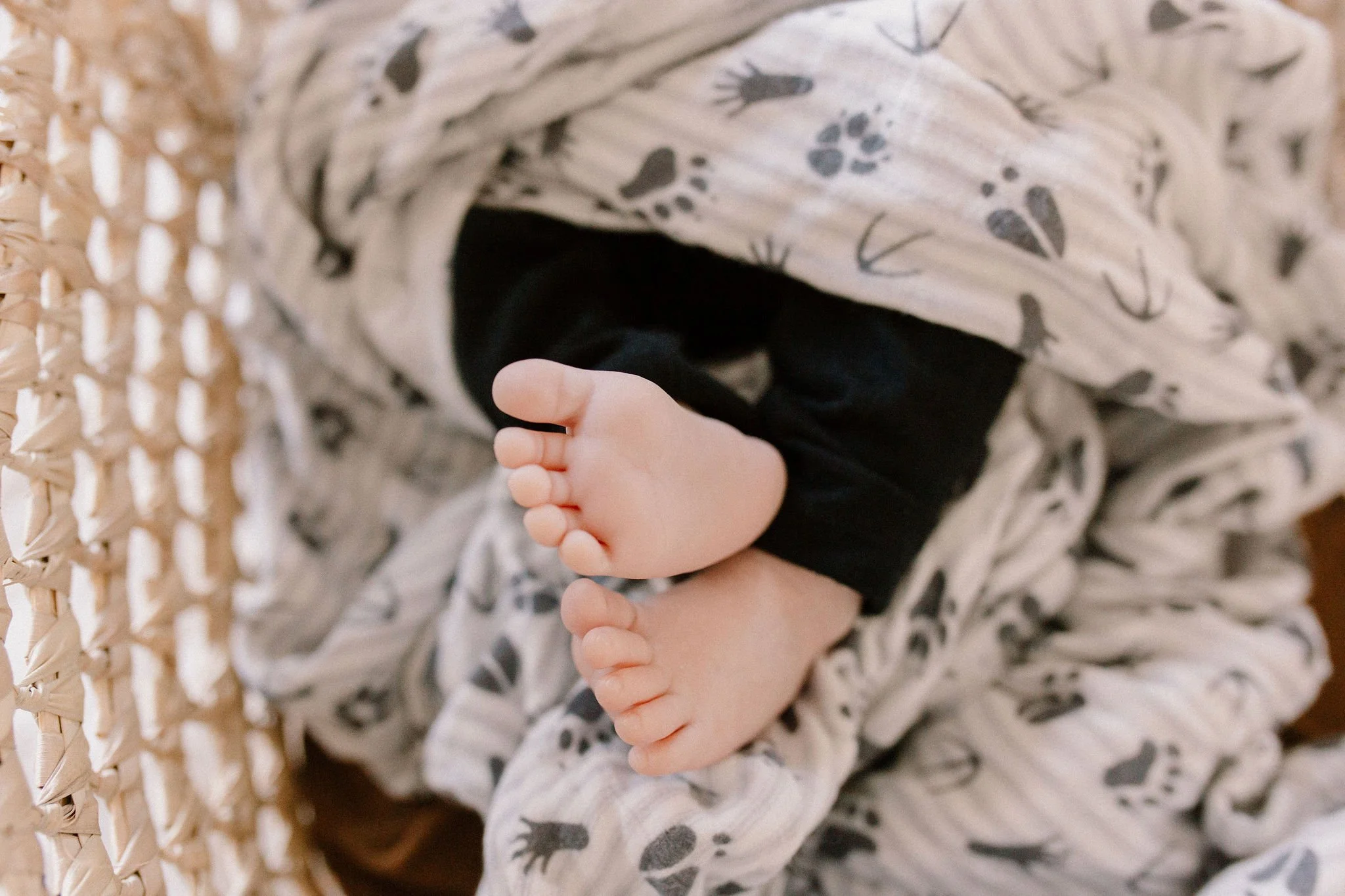 close-up photo of newborn baby feet and toes