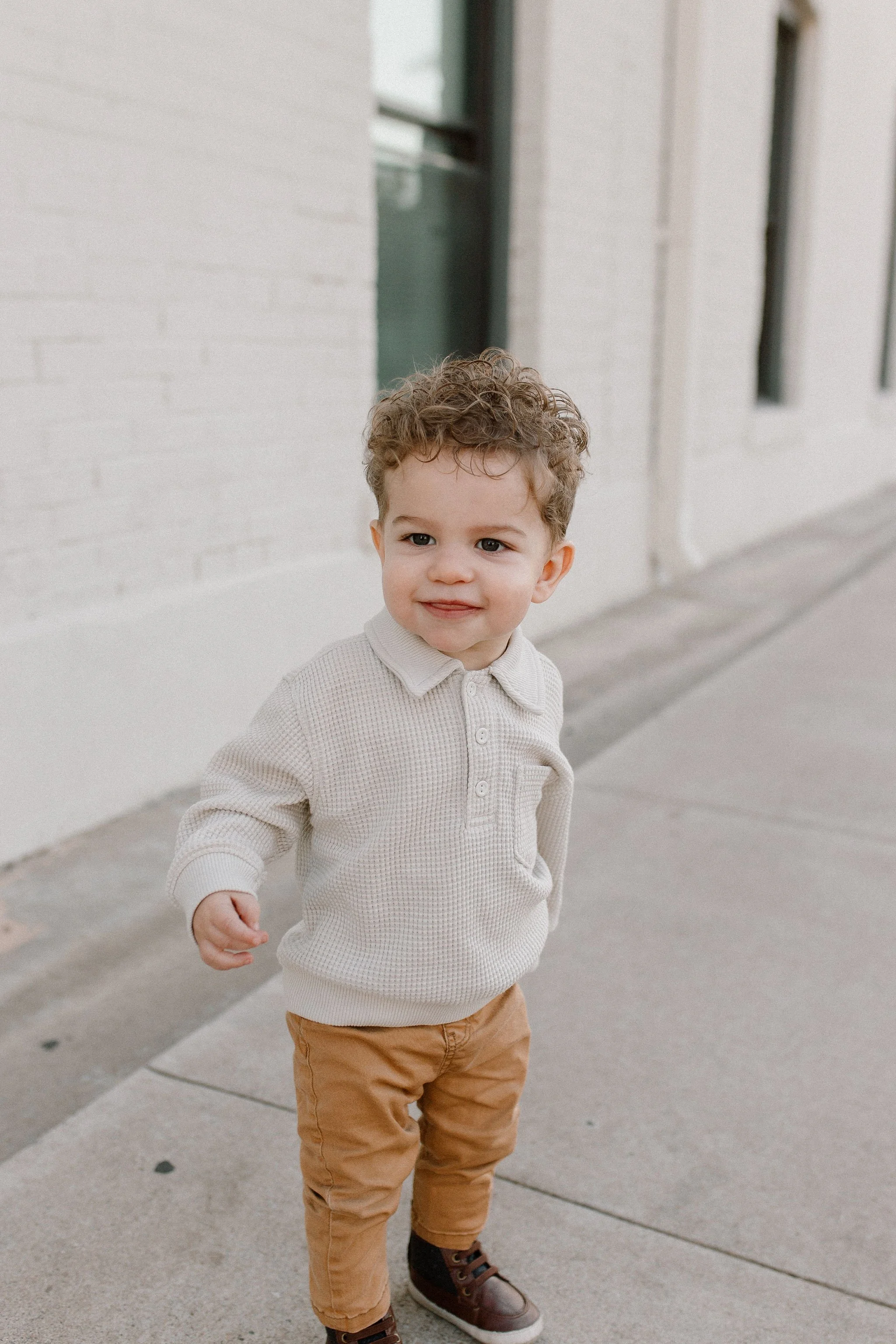 portrait of baby boy during downtown mesa family photos