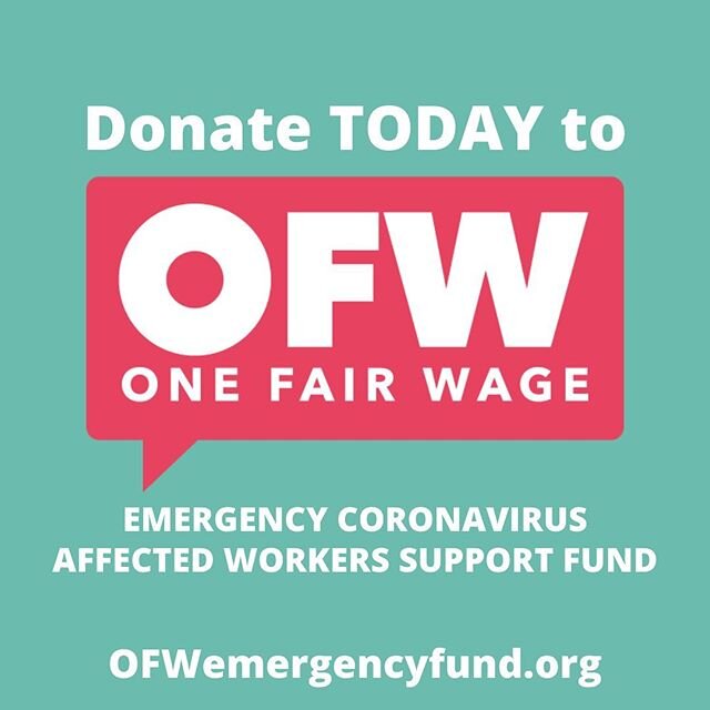 If you're looking for a way to help the fine folks of the foodservice industry amidst this crisis, here is an organization that is worthy of your donations: @1fairwage_official is devoted to, &quot;advancing policy, driving industry change, and shift