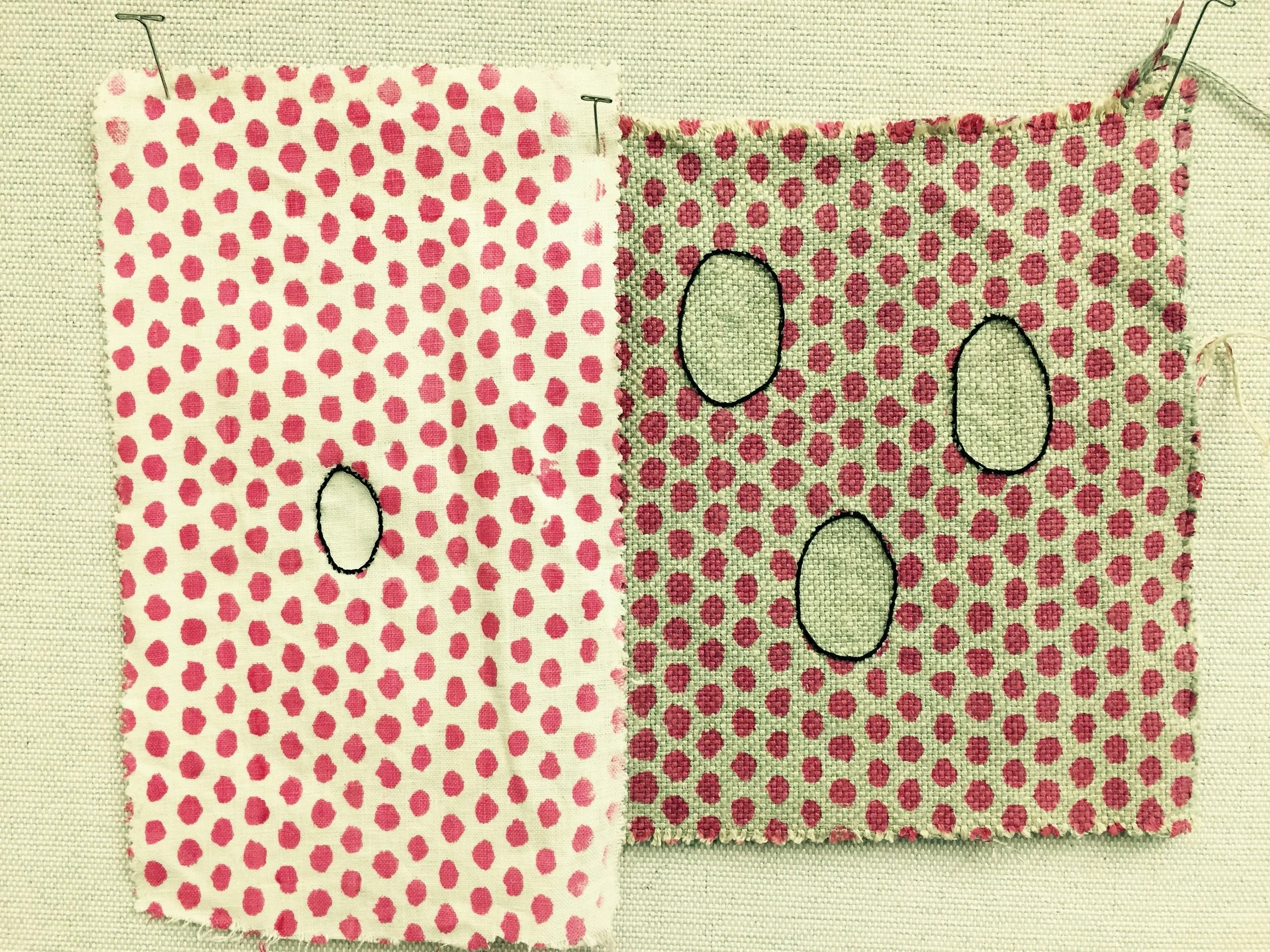 process view, masked areas with embroidery