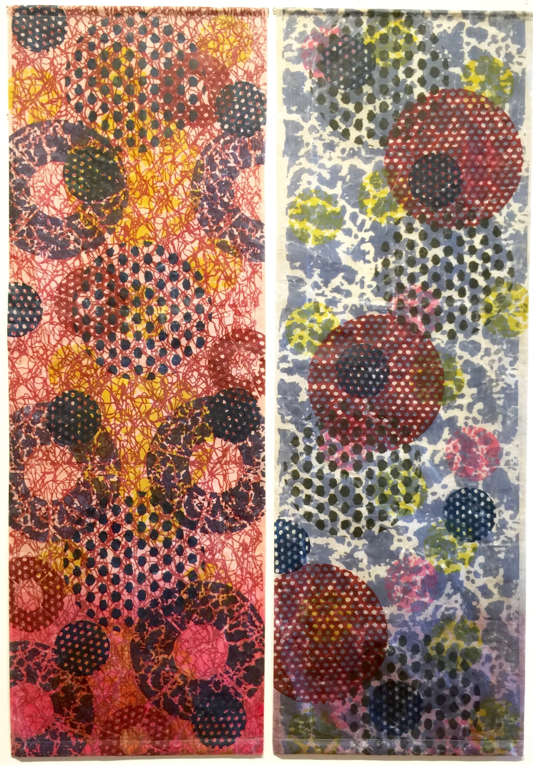 Constructed Harmony, view of 2 pink & blue panels