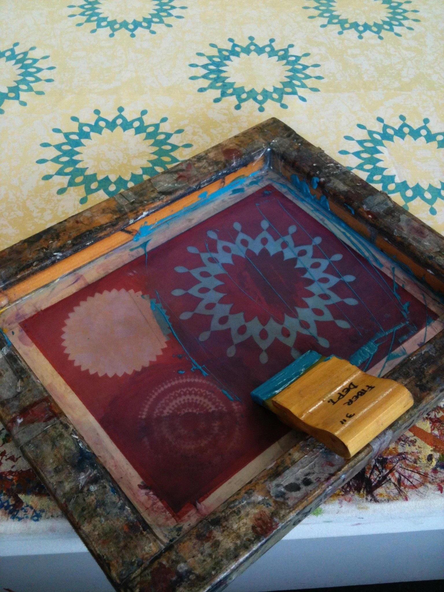 Improvisational Screen Printing on Fabric at Idyllwild Arts