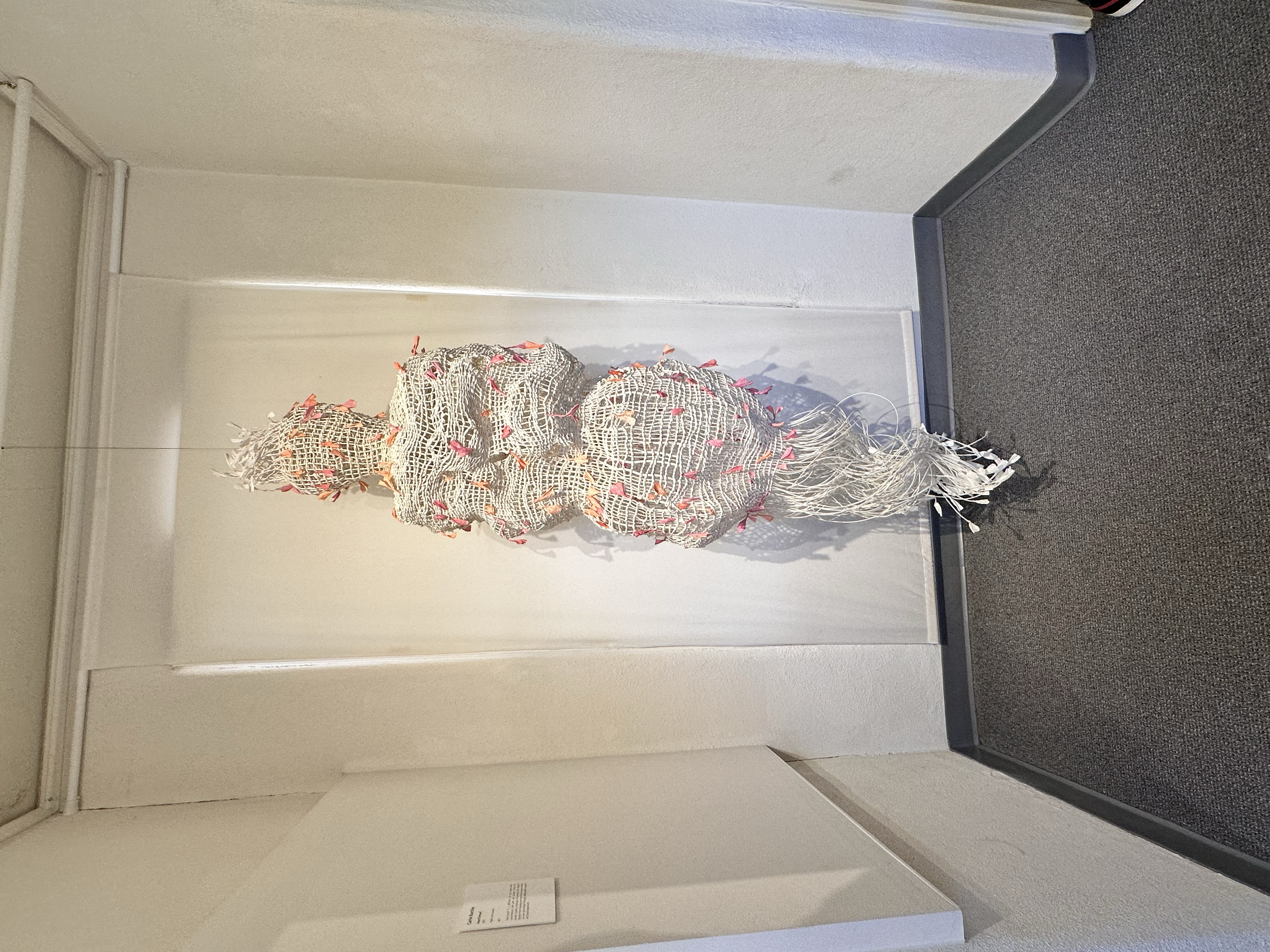 Inter:Twined
2025
Size: 72” x 24” x 60”
Materials & Technique: paper cord, twinning
Inter:Twined is a reflection on our deep interconnectedness, both seen and unseen. Using the ancient basketry technique of twininng, the abstract figurative form emer