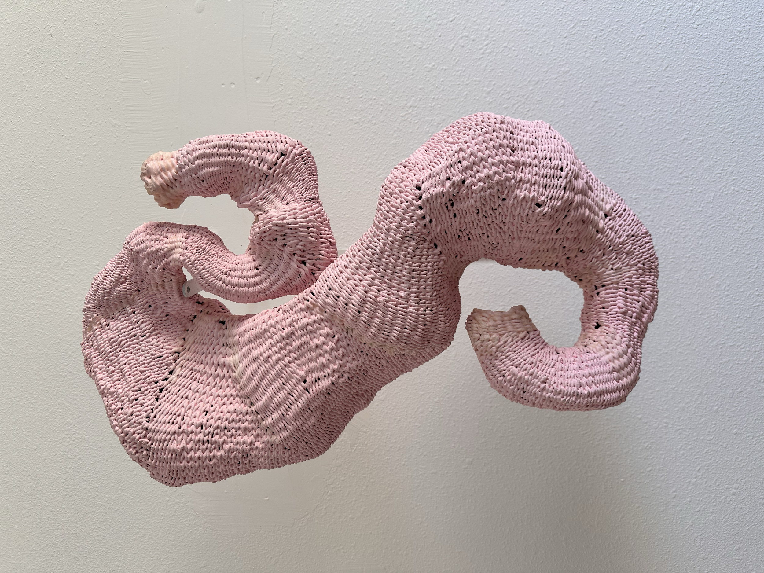 En Gendered, view b
(en) gendered vessel, 
2022
H- 29 inches x W- 21 inches x D- 7 inches
paper cord, house paint, wax
Technique: twinning
