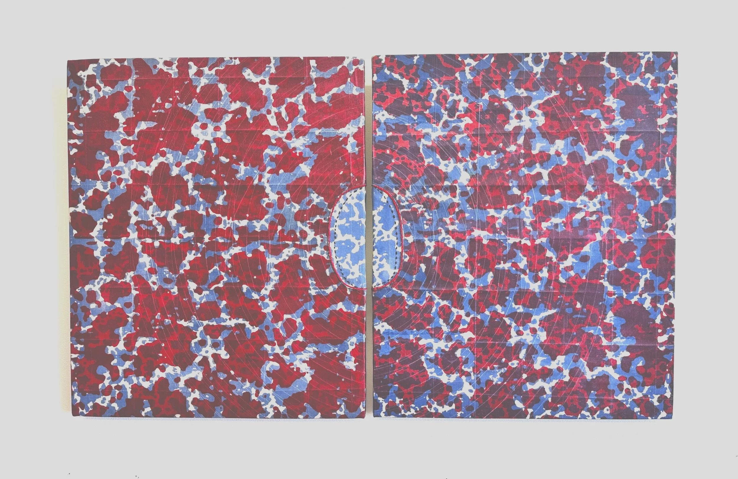 What the Body Keeps series  no. 1
2026
17.75 "x14.5"
Screen print on cotton muslin on both sides with textile inks, waxed, stitched, scratched, folded
