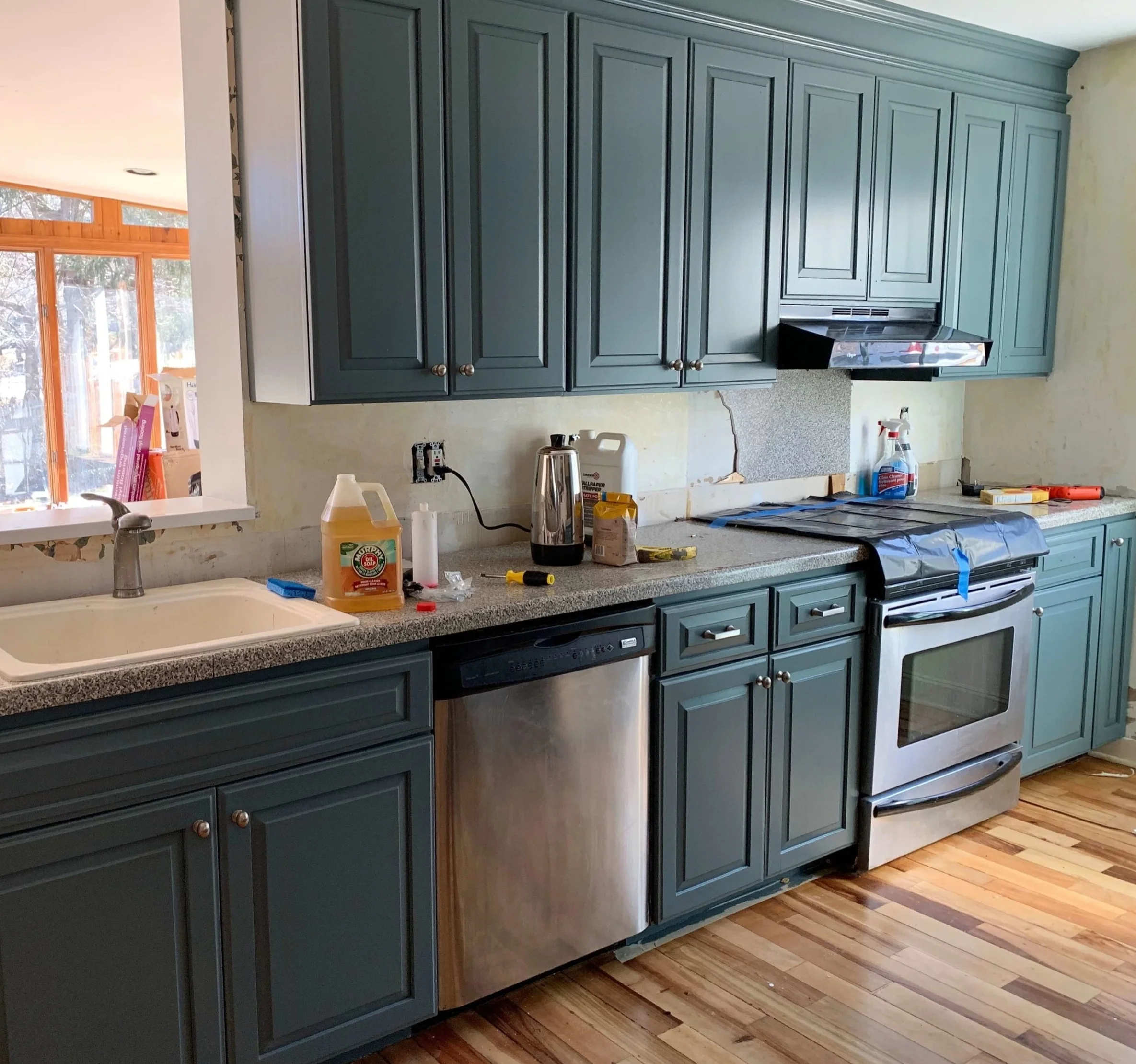 Finished cabinets after 6 coats