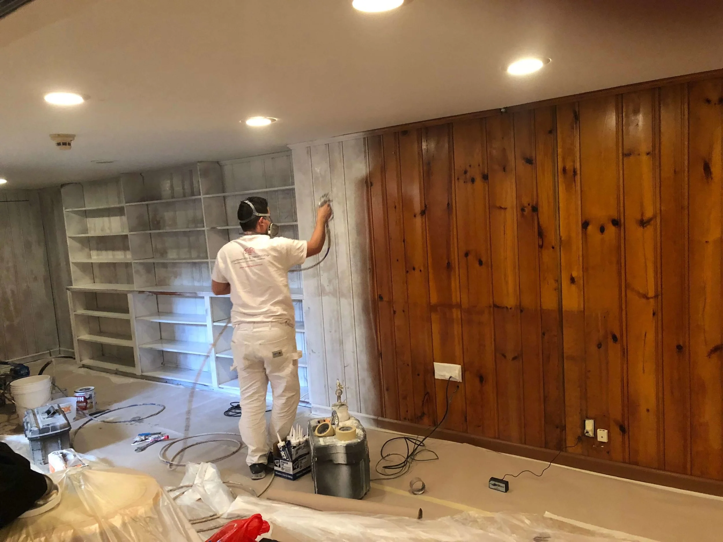 In the midst of the painting process
