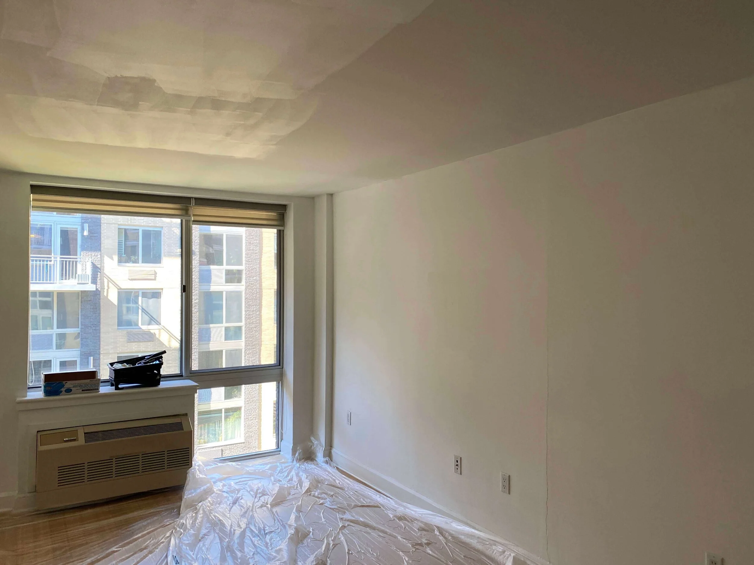 Before we started - wrong paint and finish used on ceiling
