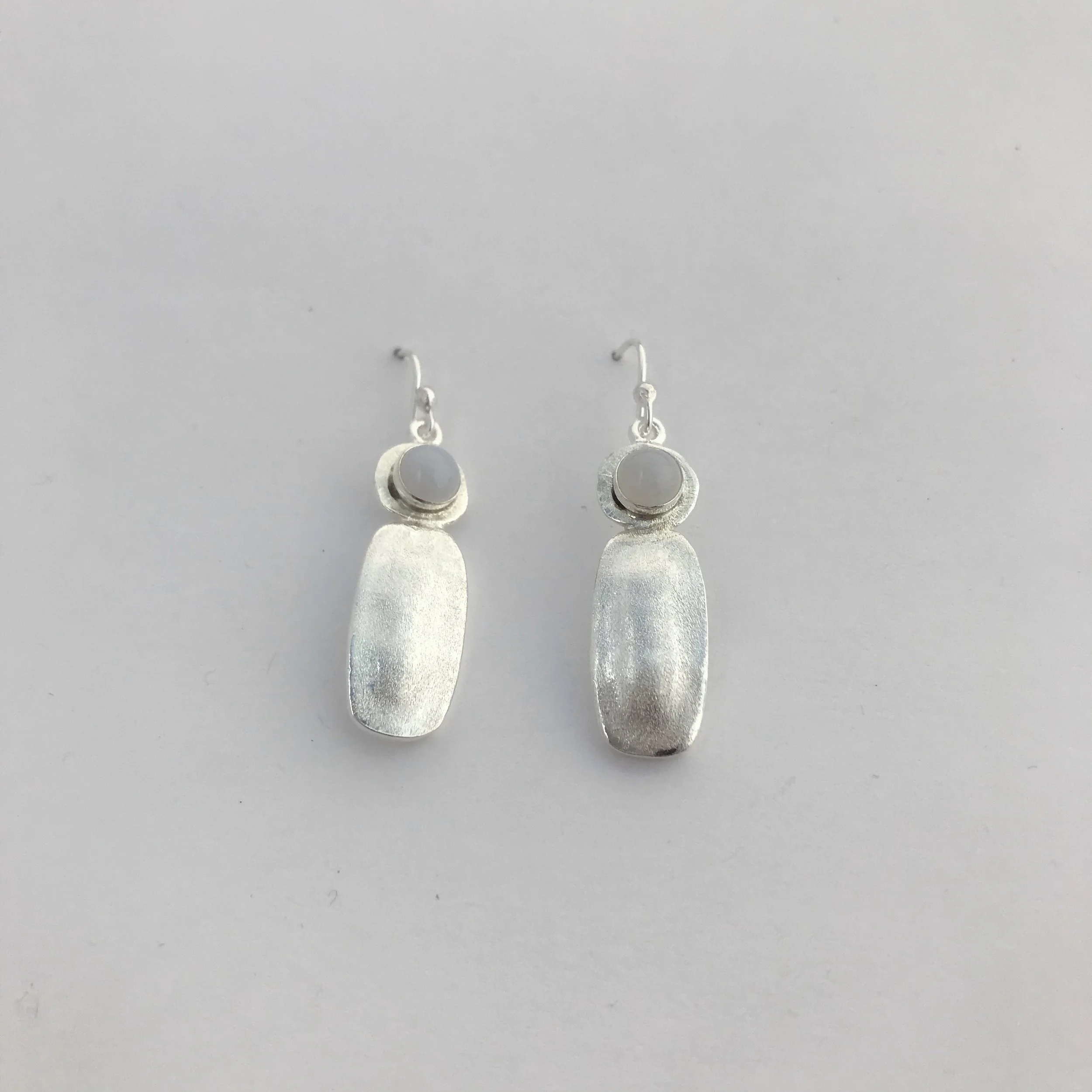 Space Man Earrings, Sterling Silver, Moonstone