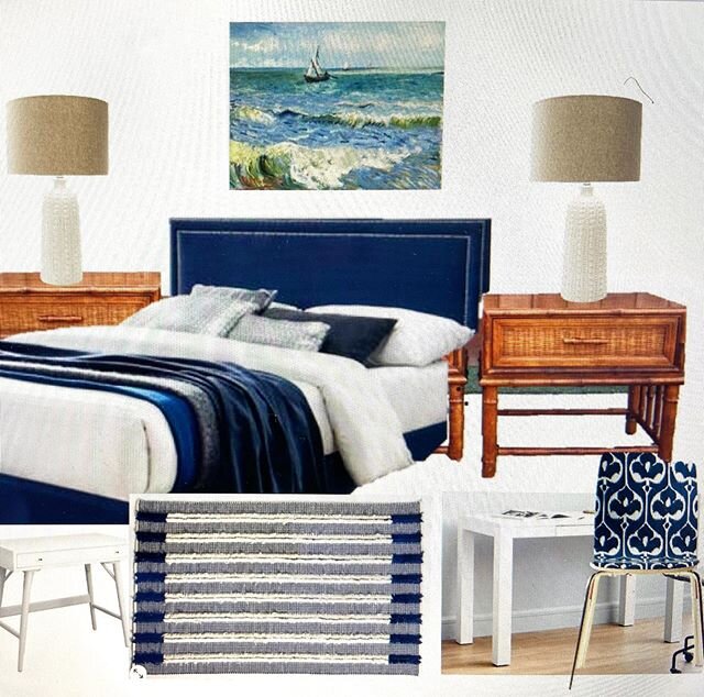 Here&rsquo;s a designer tip:
Buy a bed frame, side tables, desk &amp; lamps you love for the foundation of the room. The desk chair, rug, artwork &amp; bedding can change over time and definitely will change the mood of the room.  Swipe to see the ot