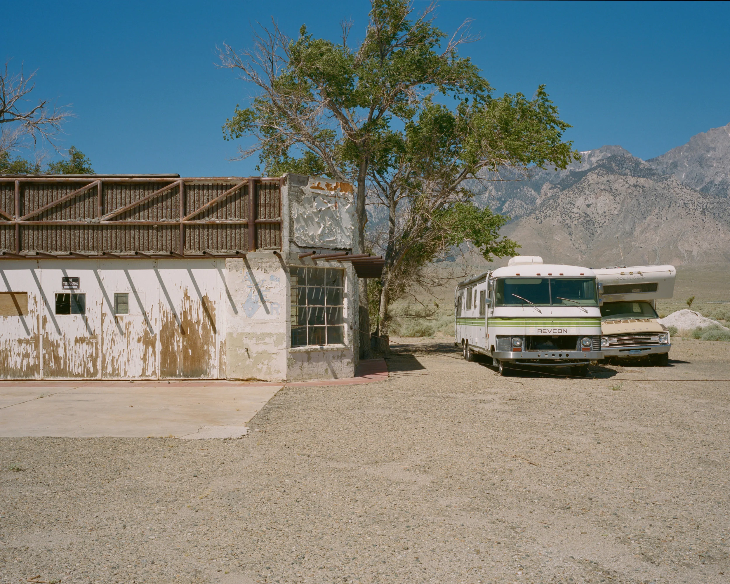 Old service station; Revcon RV still present, Highway 395, CA, 2019 - 120 Portra (6x7)