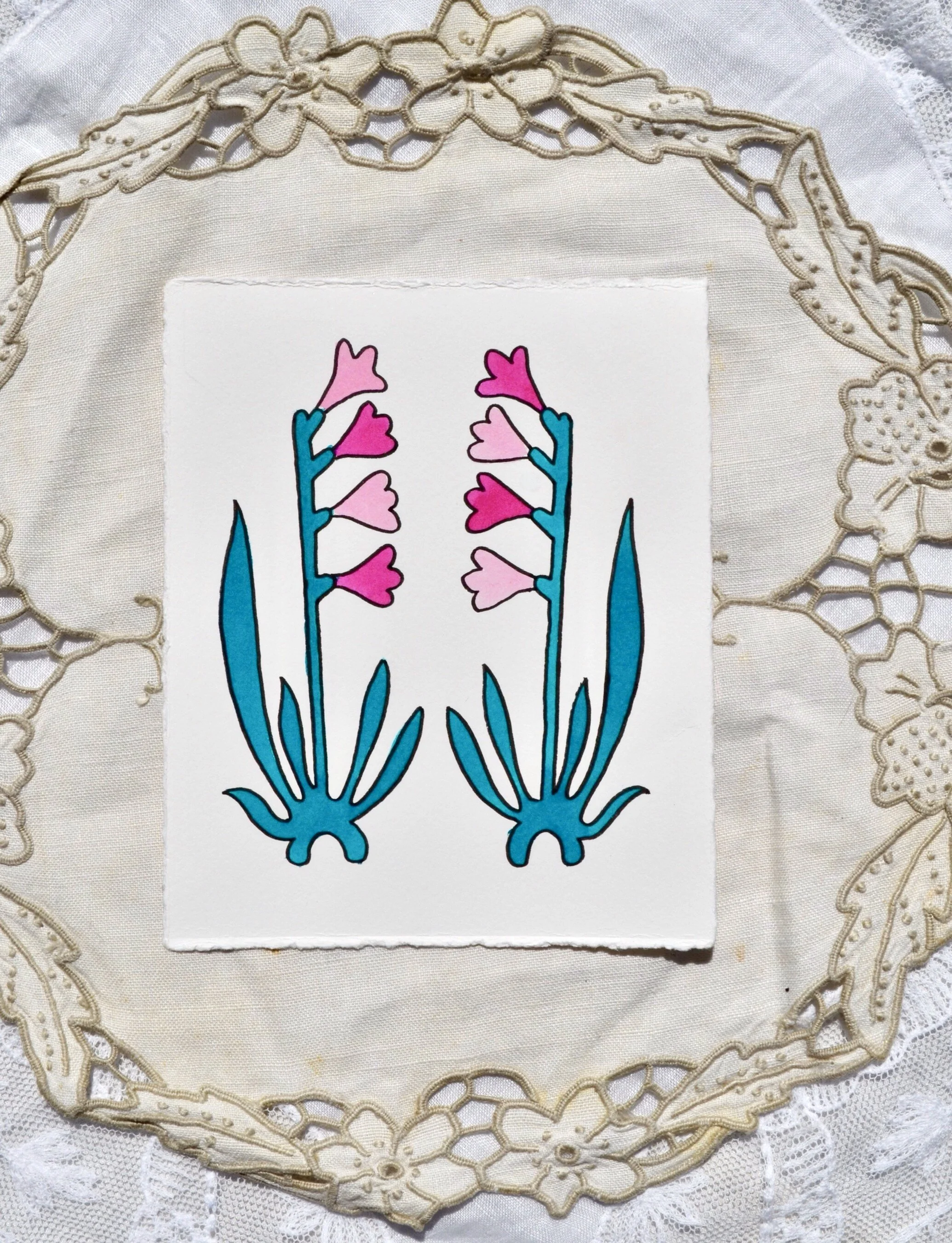 Pink Folk Flowers