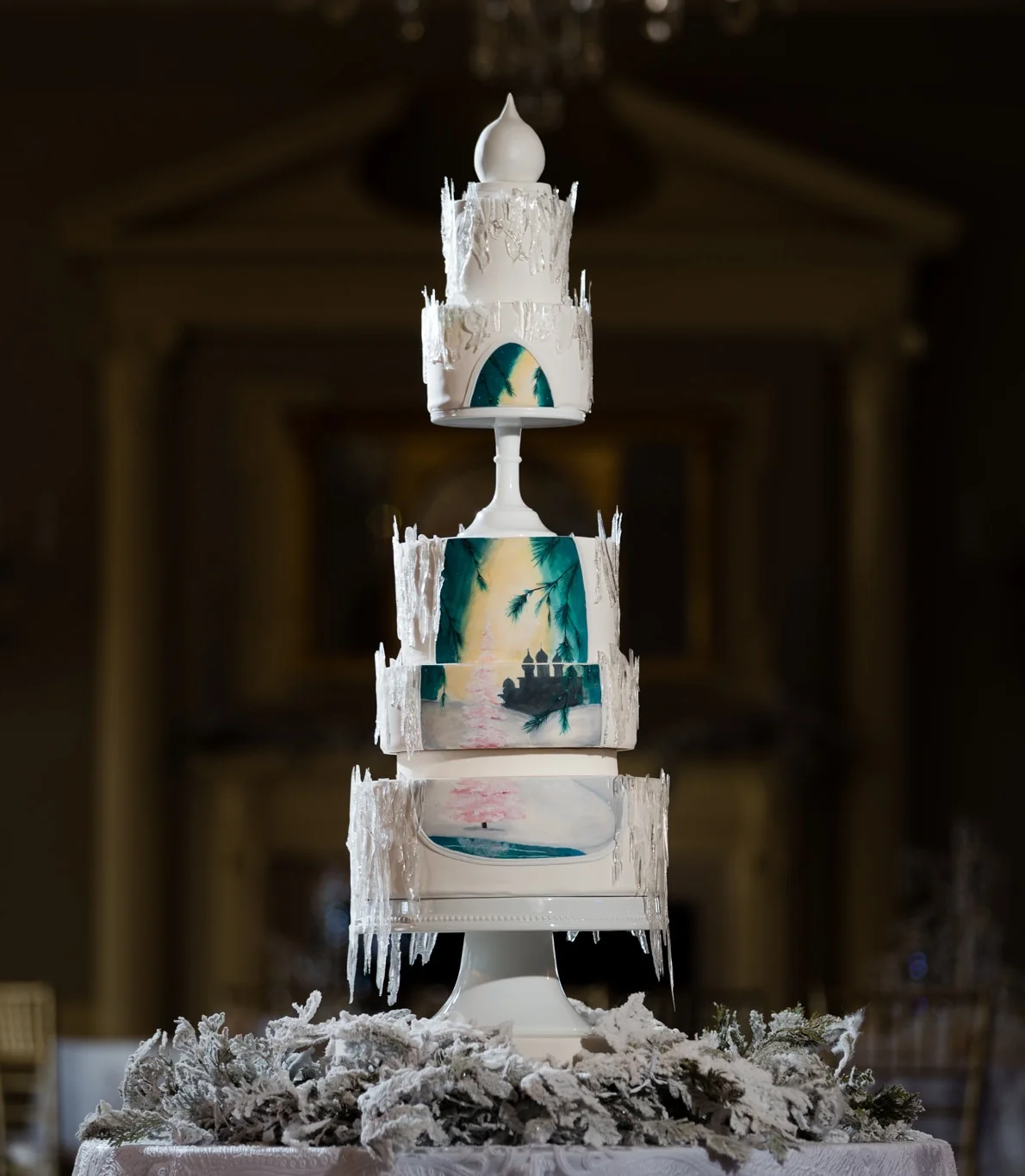 Hand-painted Russian wedding cake. Photo by BTW Photography.