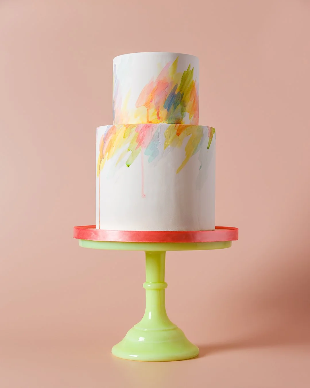 Two-Tier Custom Watercolor Drip