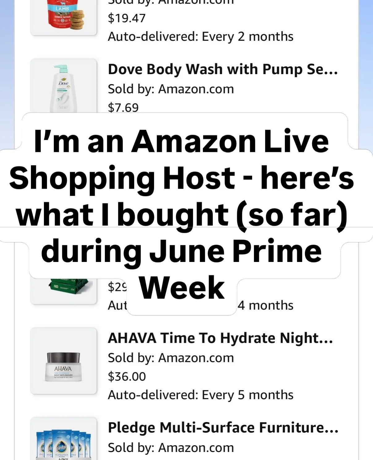 I&rsquo;m a host on Amazon Live&mdash;here&rsquo;s what I bought (so far) during Prime Week. *Zero sponsorships. Zero brand deals.

FEATURED
- Mrs. Meyer&rsquo;s, Cascade&hellip; household essentials add up! Click through bulk options, some reward bu
