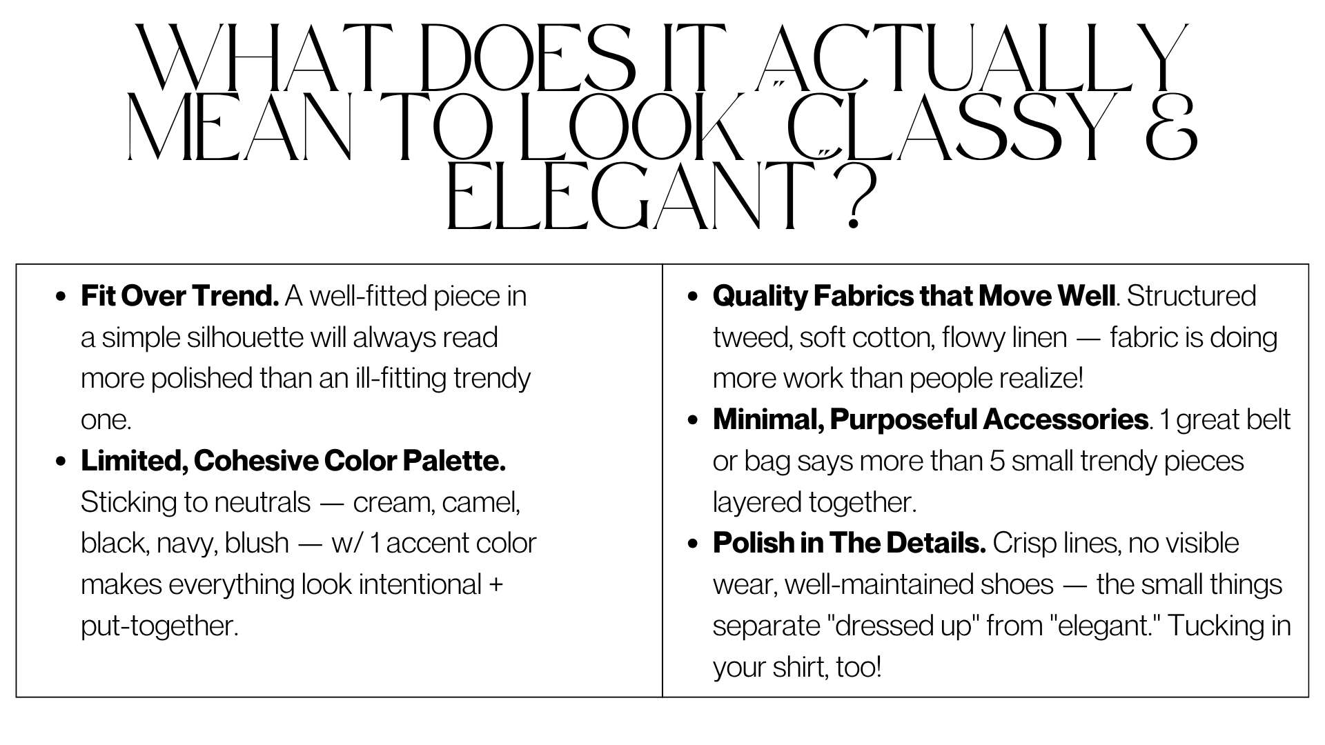 what does it mean to look classy and elegant