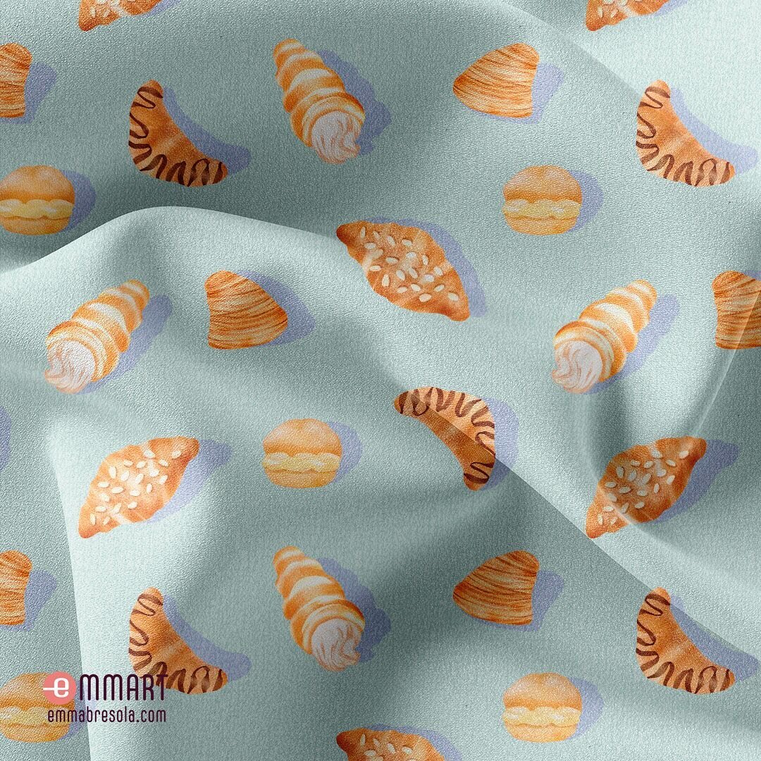 My entry for Treat Yourself Design @spoonflower Spoonflower challenge. I designed my favorite delicious Pastries: almond croissant, custard puff, chocolate croissant, sfogliatelle, puff pastry cannoli and cream (whipping cream horns).

What are your 