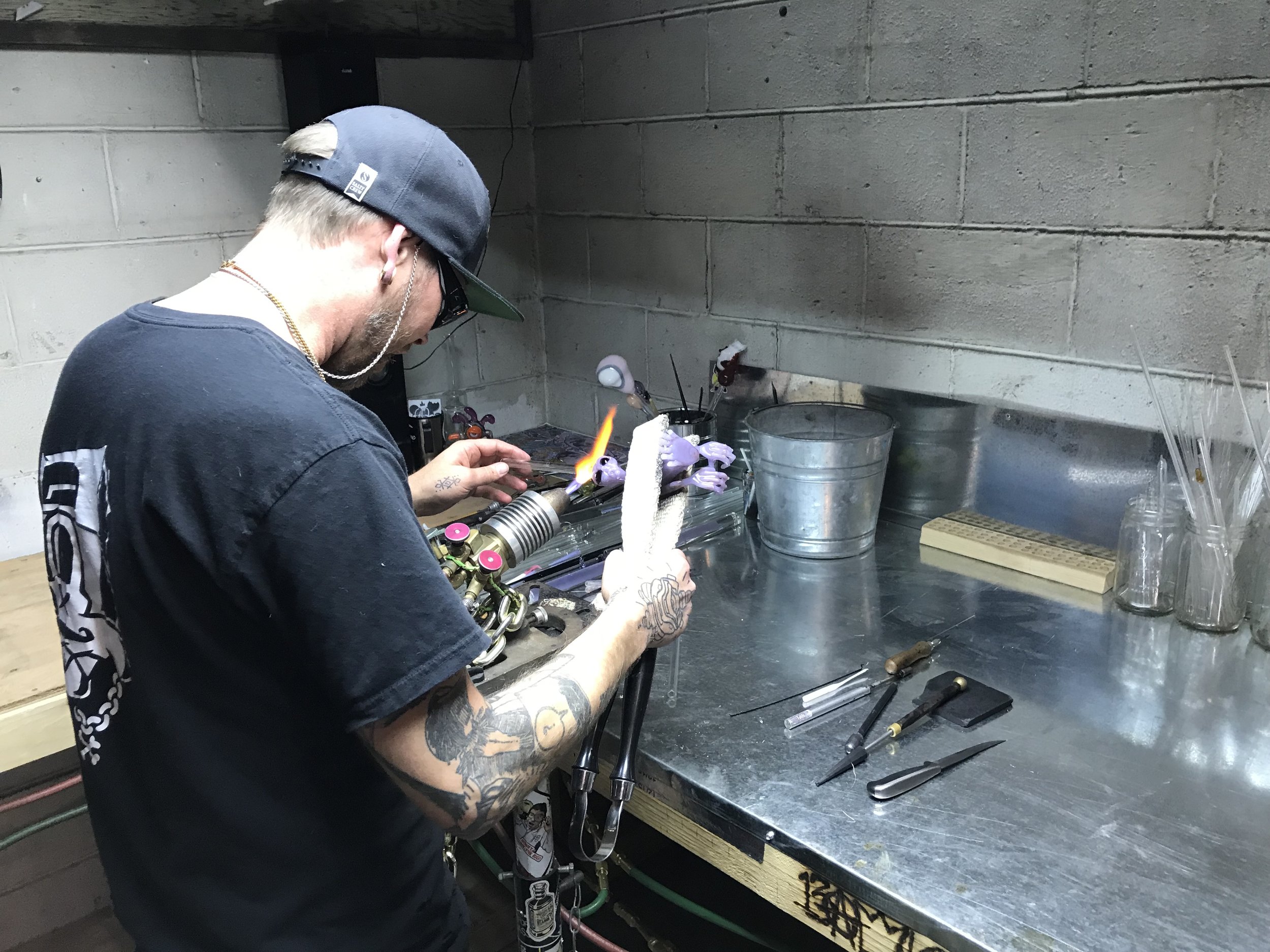 Tyson working on a heady chicken rig.