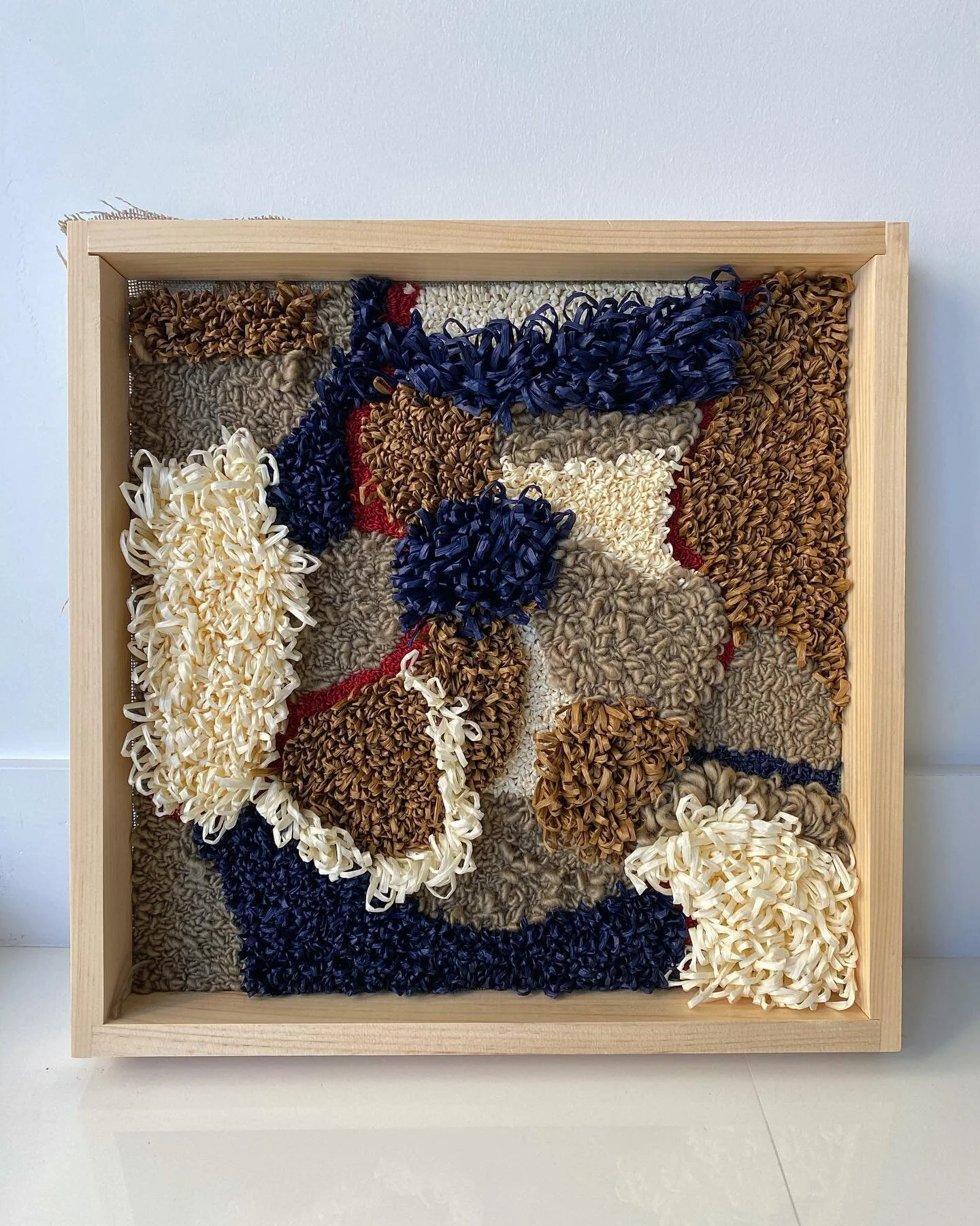 &ldquo;The American dream&rdquo;. Raffia, wool, embroidery floss on primitive linen.

〰️Raffia and wool from @woolandthegang , linen from @storytellerwool, frame and needle from @amy.oxford . Swipe to see the back. 

〰️ took a long hiatus from making