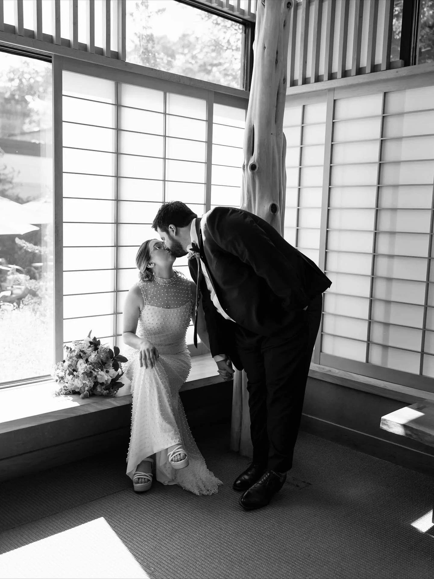 Luke and Leksey&rsquo;s summer wedding at the Michener Art Museum was the perfect blend of elegance and easygoing charm. Hello pearl embellished dress. Shot by associate @em.mortonphotography 

Venue @michenerart 
Dress @lovelybridephilly 
Hair and M