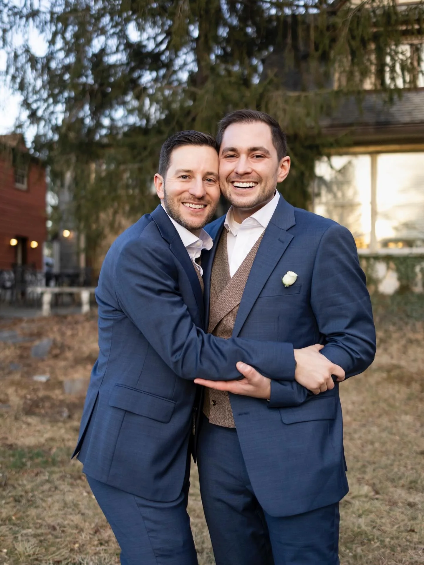 A few of the sweetest portraits from Kevin &amp; Matthew&rsquo;s perfectly curated December wedding at their historic home.
