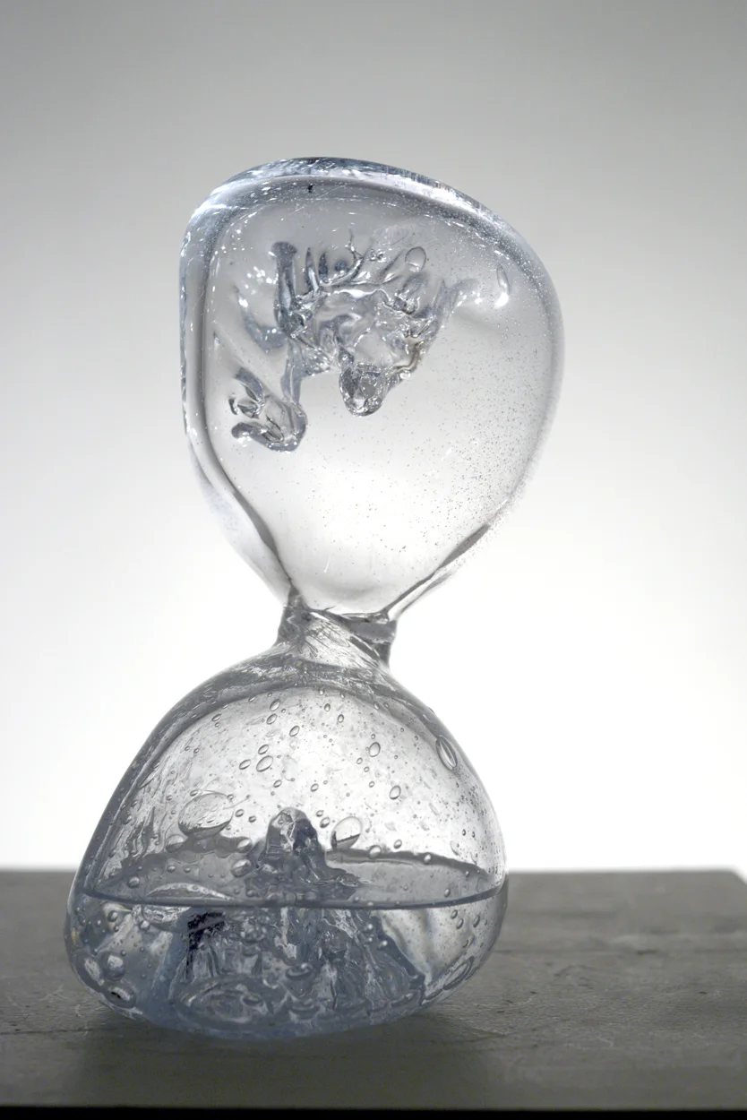 Blue Ebb from the series InDecisive Moments , 2017. Hand-blown glass and water. 12 x 6 x 6"