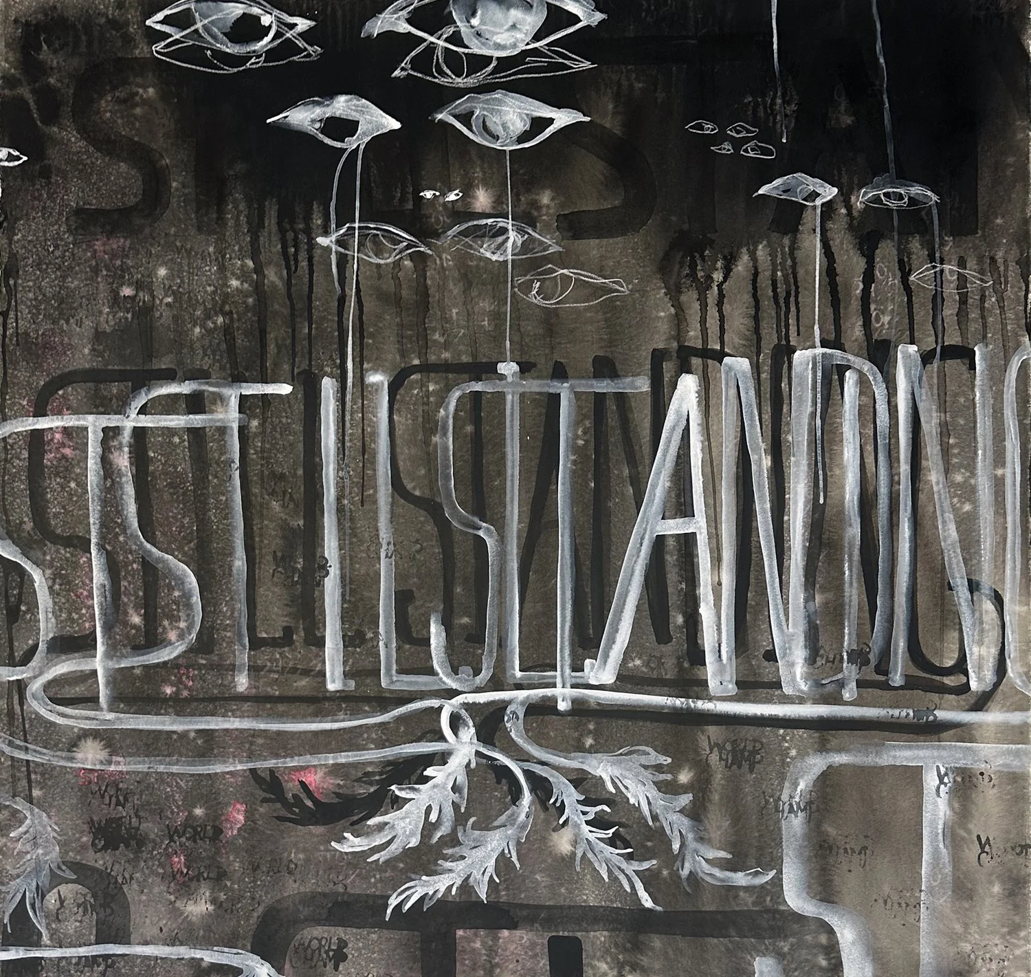    Still Standing I  , 2023 Watercolor, ink, graphite on paper  59 × 52 inches 