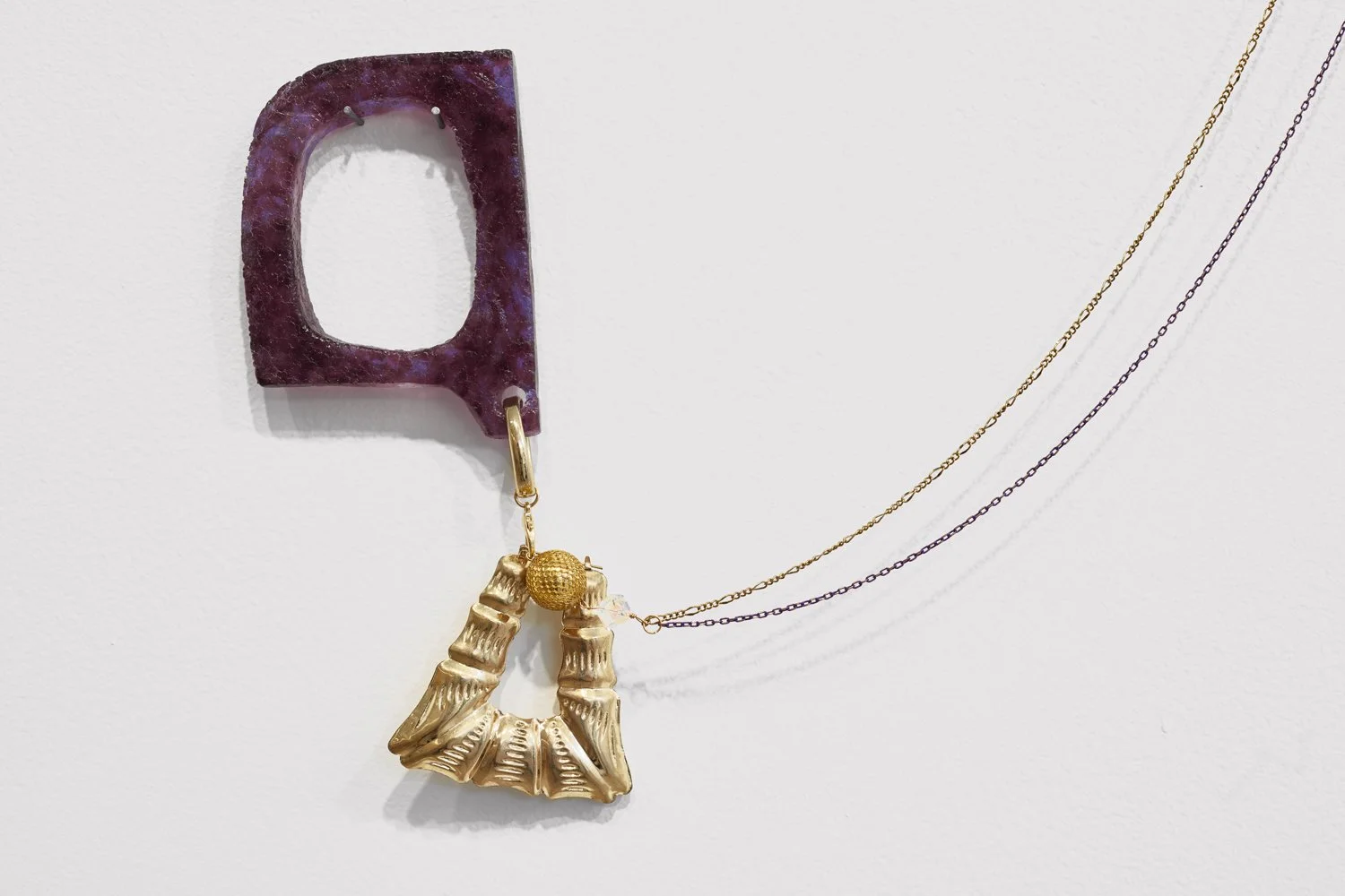   90 Miles of Cuban Links   (detail) 2017 Handcuffs and costume jewelry Variable dimensions 