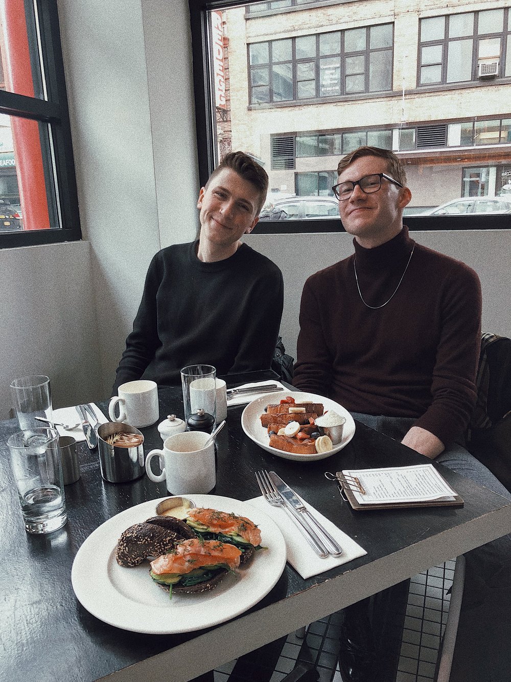  Next we have the two coolest people ever!!! Trevor (left @clevertrevor_) and Austin (right @austindwhittle) met up with me for a quick breakfast and a walk around Soho before we all went about our busy day!  Ps. Salmon bagel pictured here was AMAZIN