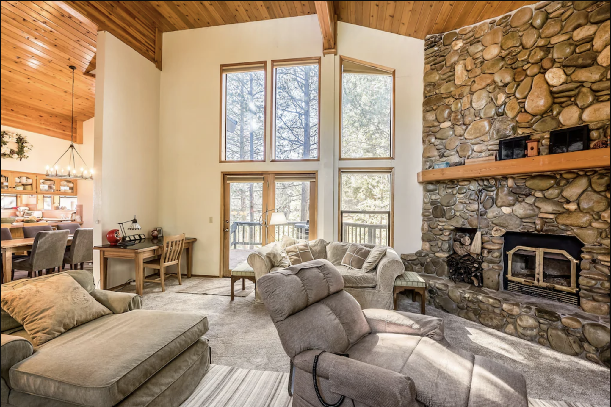 Living room with view to deck