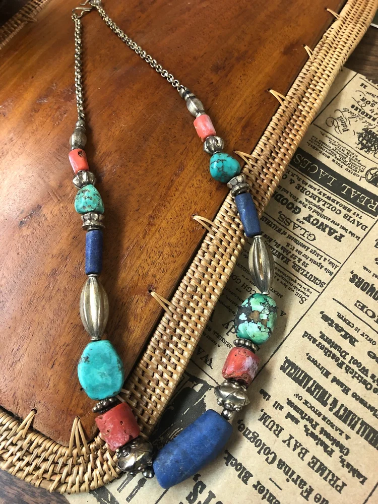 Himalayan Lapis and Coral Necklace, Jewelry