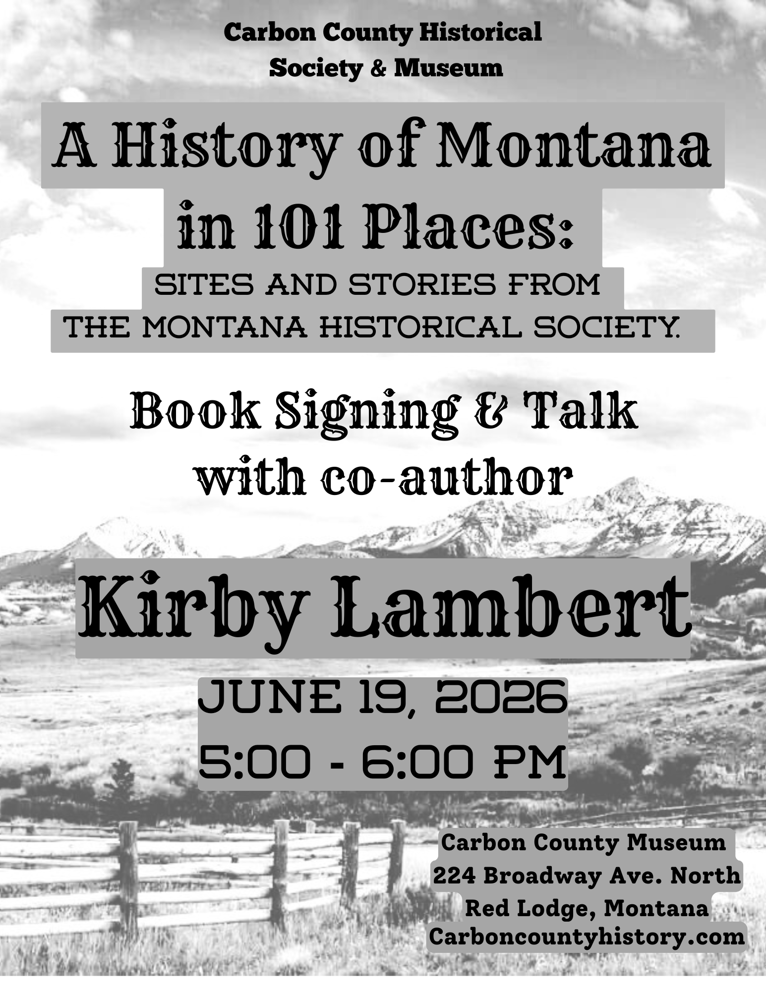 A History of Montana in 101 Places: Book Signing & Talk with co-author Kirby Lambert