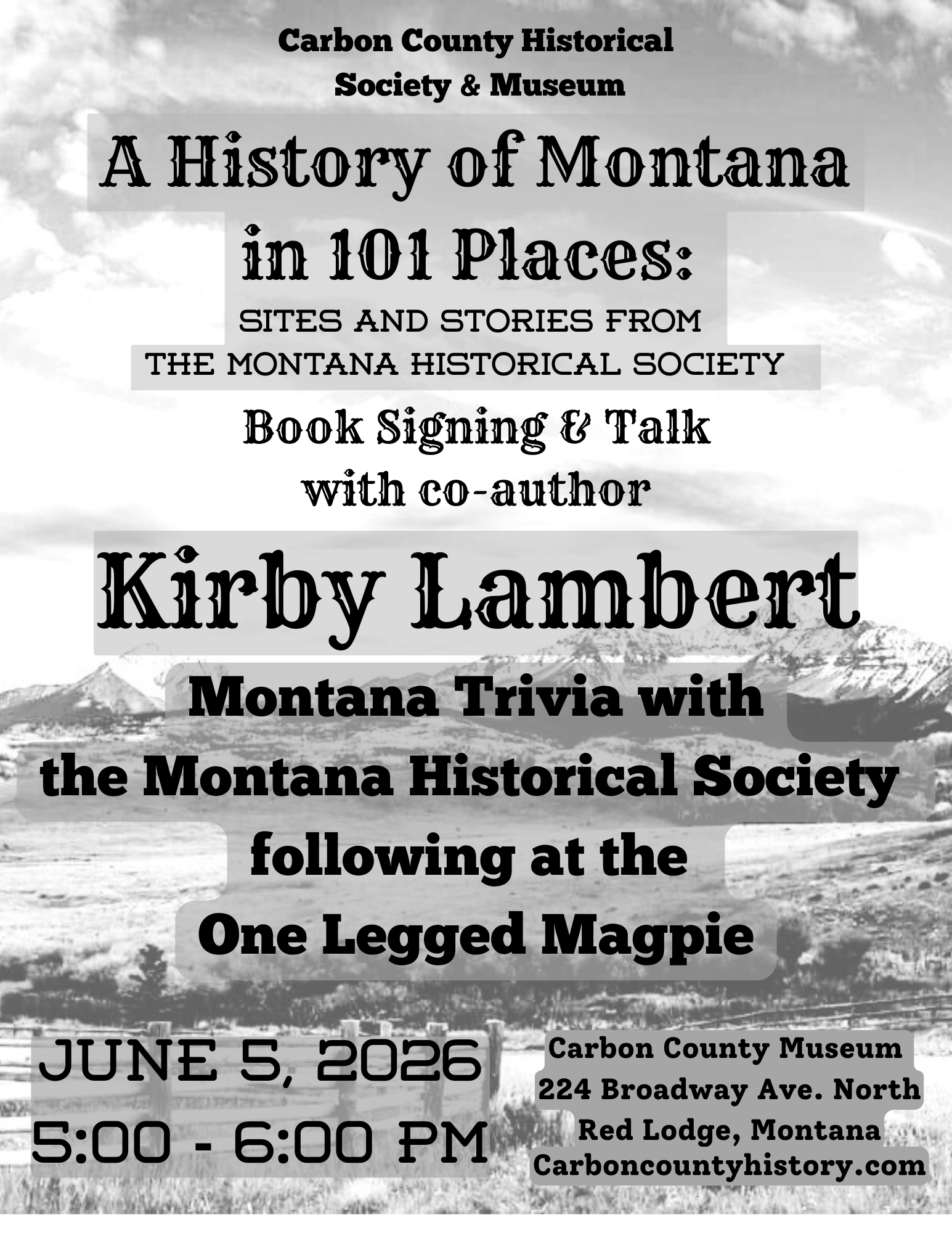 A History of Montana in 101 Places: Book Signing &amp; Talk with co-author Kirby Lambert