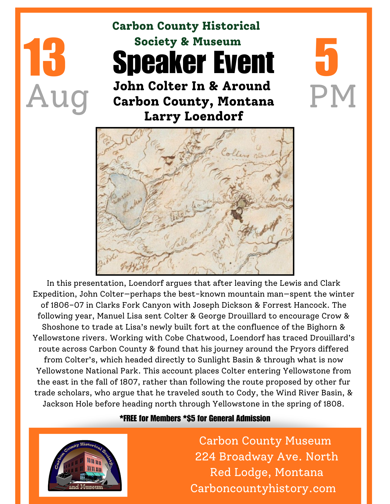 Speaker Series: Larry Loendorf - John Colter In &amp; Around  Carbon County, Montana