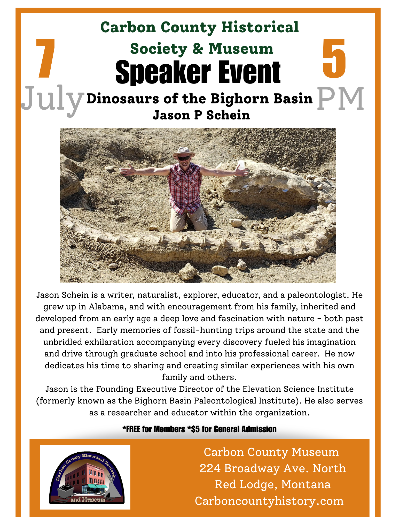 Dinosaurs of the Bighorn Basin with Jason P Schein- Speaker Series