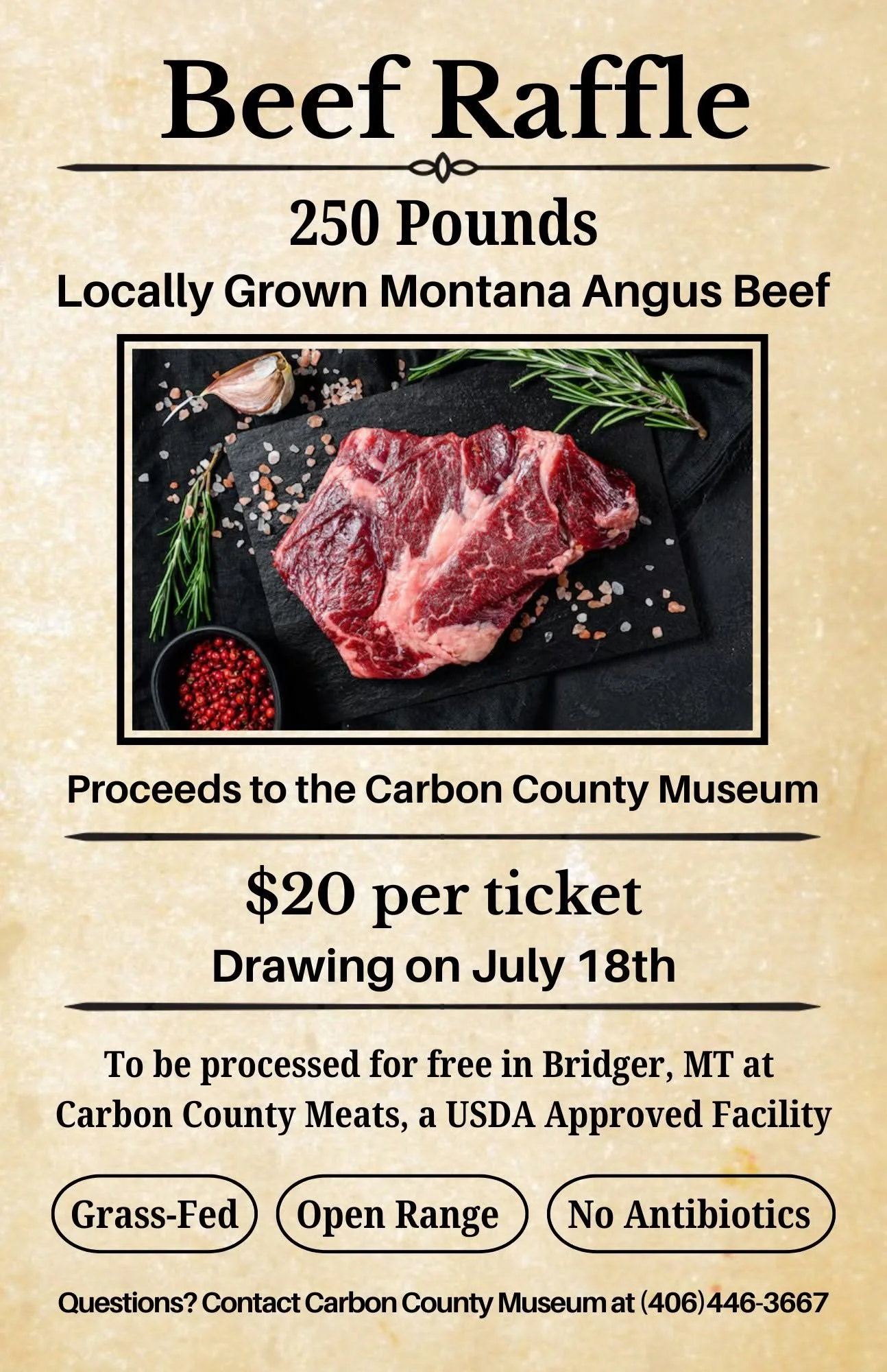 Carbon County Historical Society Beef Raffle